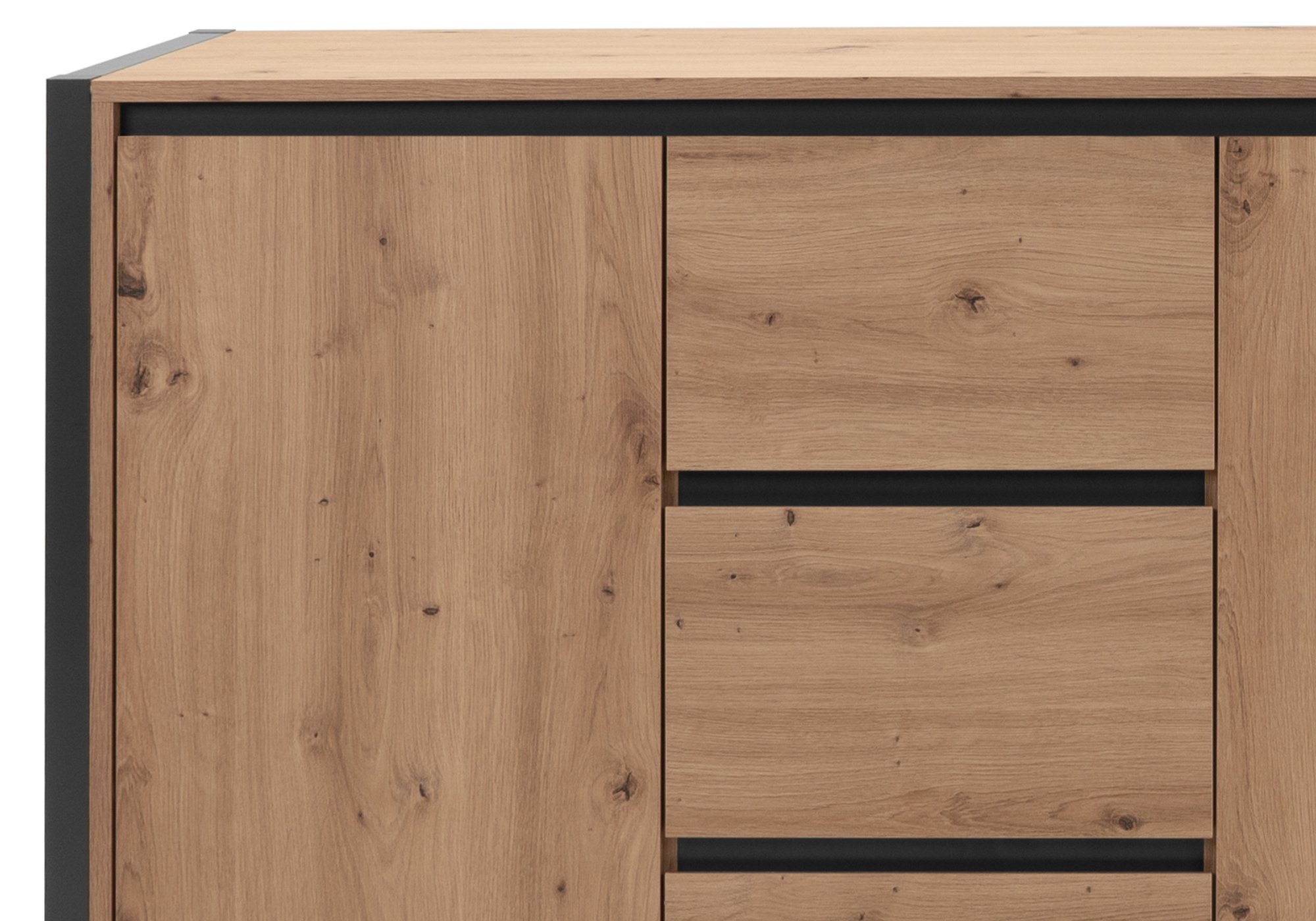 Kommode Artisan Eiche - anthrazit 160 cm 3 Türen - DENVER