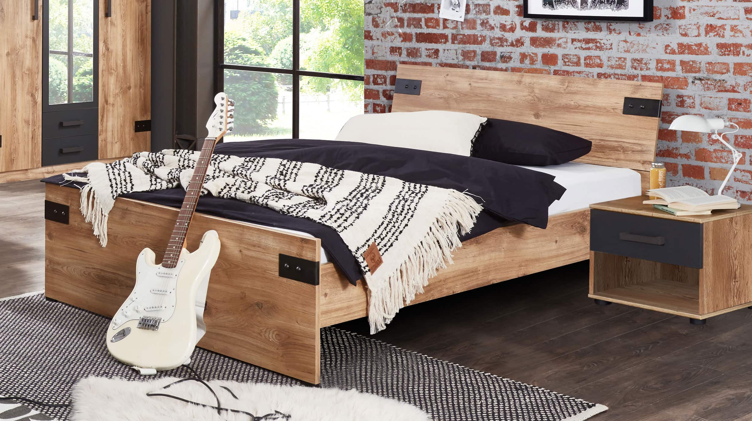 Jugendbett 140 x 200 cm Plankeneiche - LIVERPOOL