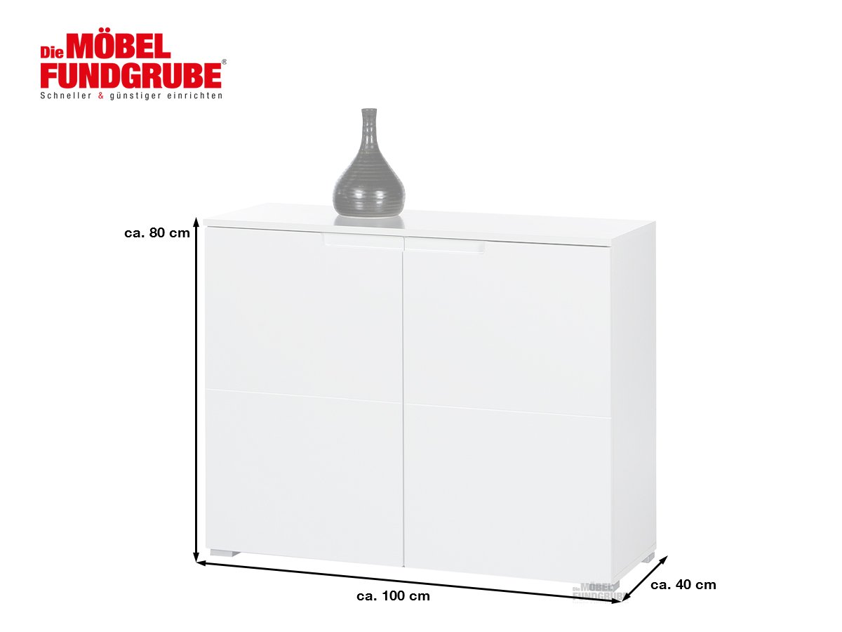 Kommode weiß hochglanz 100 cm 2-türig - SPICE