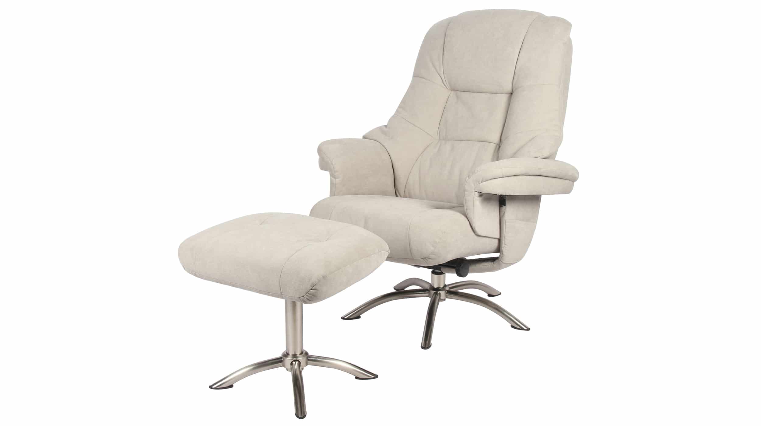 Relaxsessel mit Hocker grau Webstoff - MONTELLLANO Relaxsessel mit Hocker grau Webstoff - MONTELLLANO