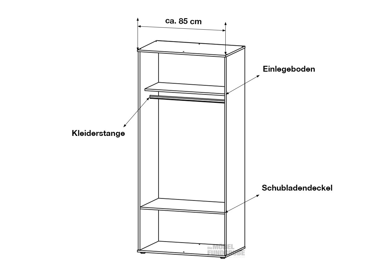 Kleiderschrank Sonoma Eiche 85 cm 2-türig - RASANT