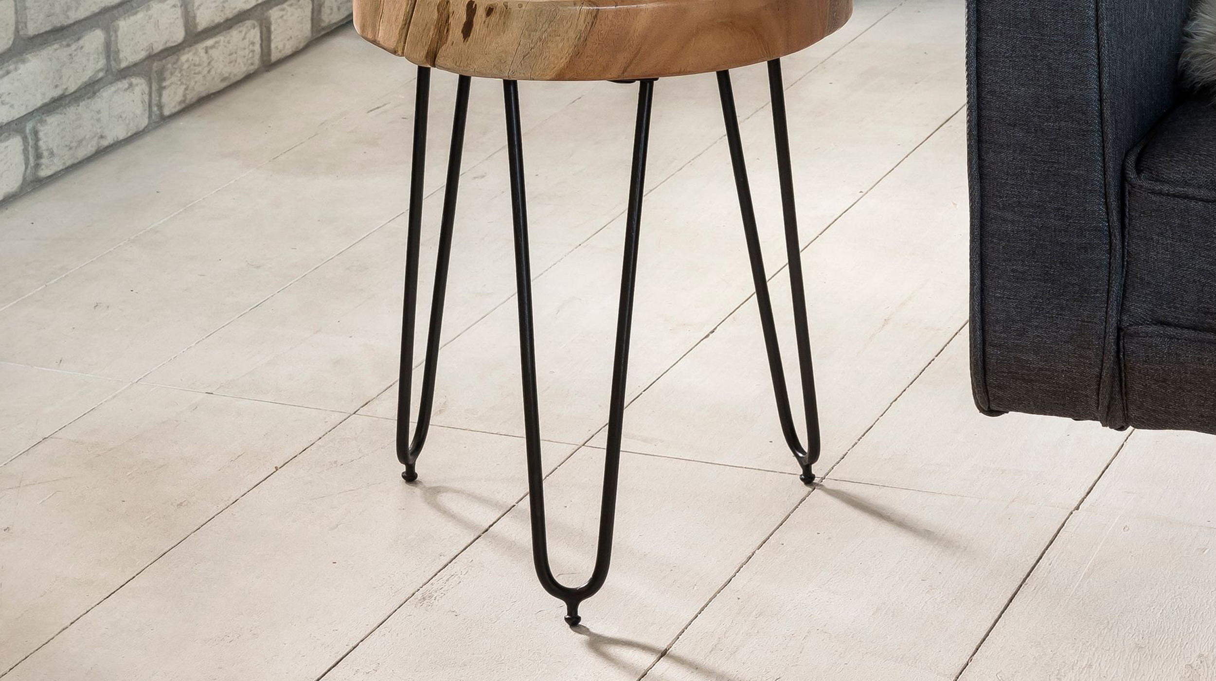 Beistelltisch Akazie lackiert massiv rund 35 x 35 x 45 cm - ACAS