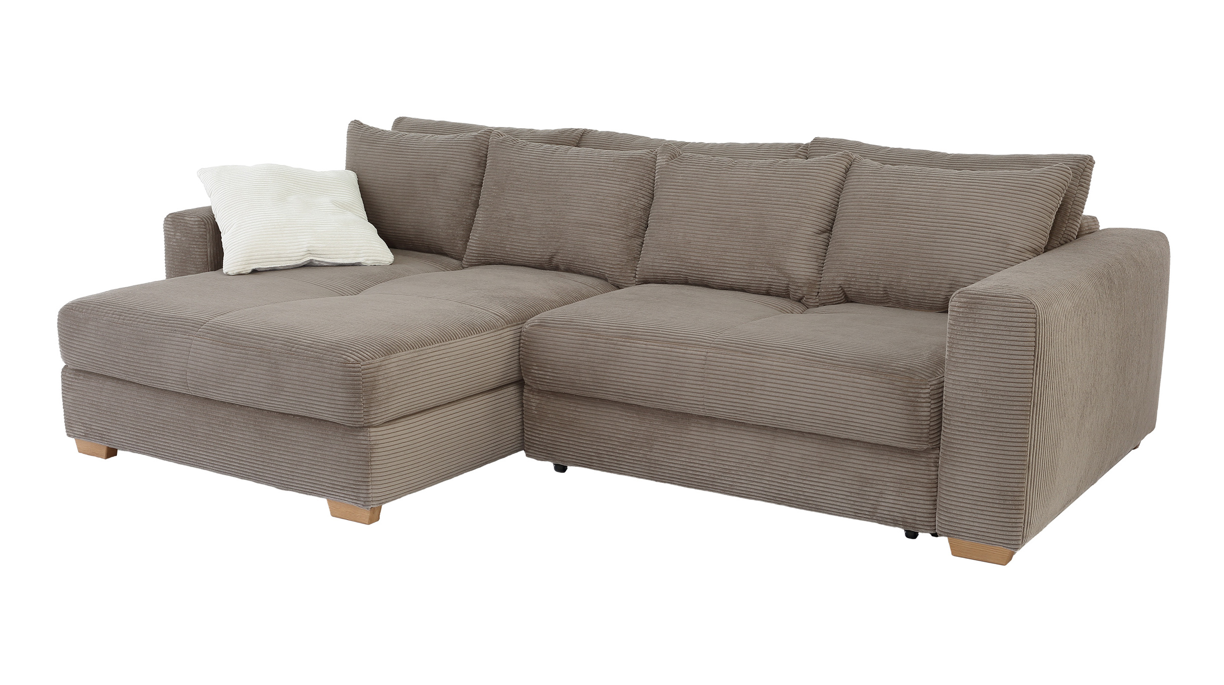 Ecksofa Cord taupe Schlaffunktion Bettkasten 288 x 186 cm - KAMPEN Ecksofa Cord taupe Schlaffunktion Bettkasten 288 x 186 cm - KAMPEN