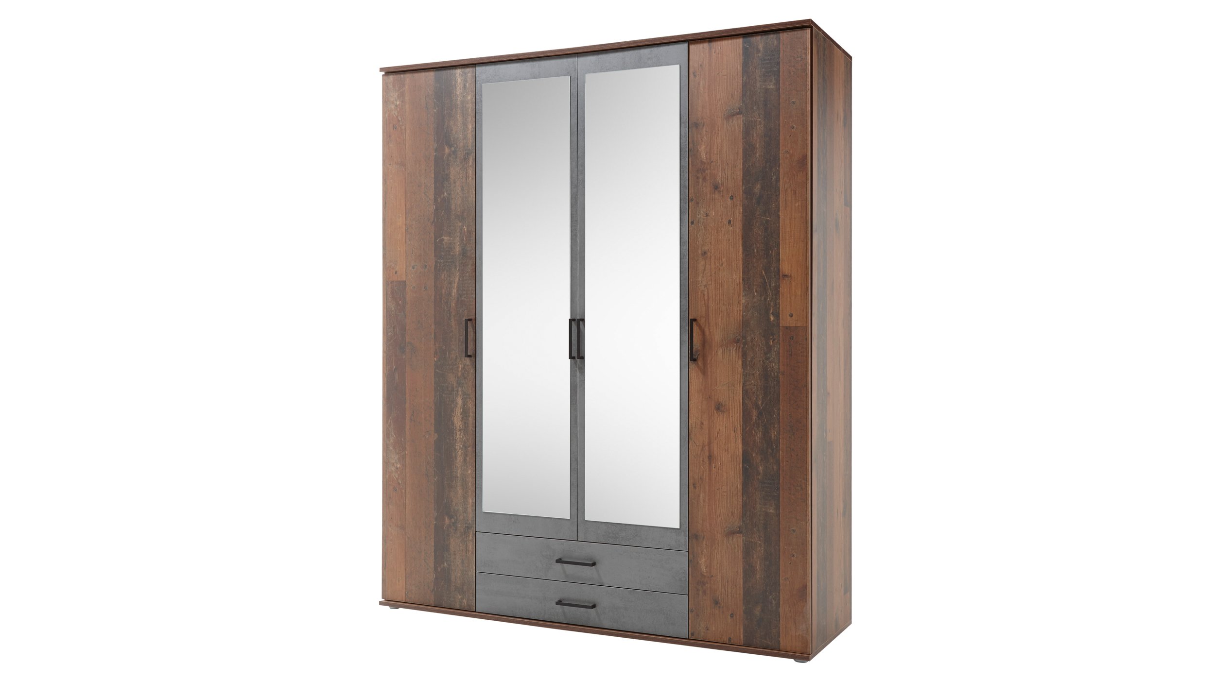 Kleiderschrank mit Spiegel - Old Style - grau - 160 cm - CHICAGO Kleiderschrank mit Spiegel - Old Style - grau - 160 cm - CHICAGO