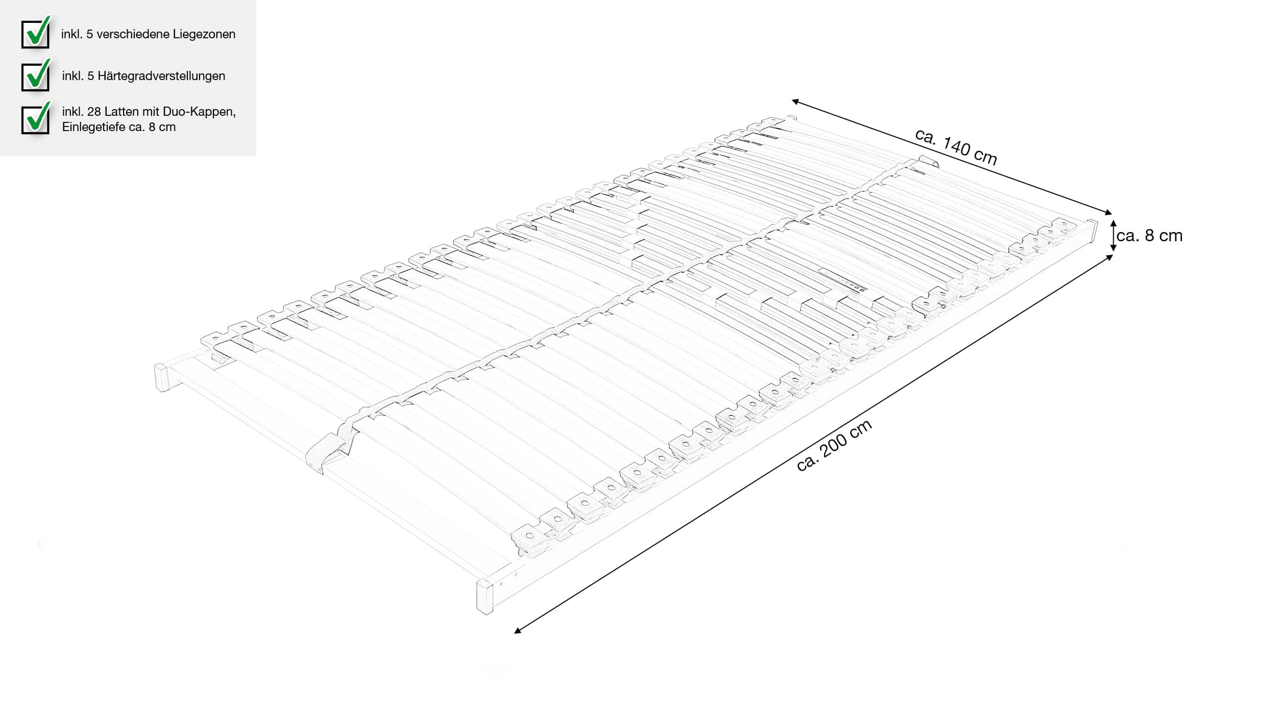 Lattenrost 140 x 200 cm NV - DIAMANT