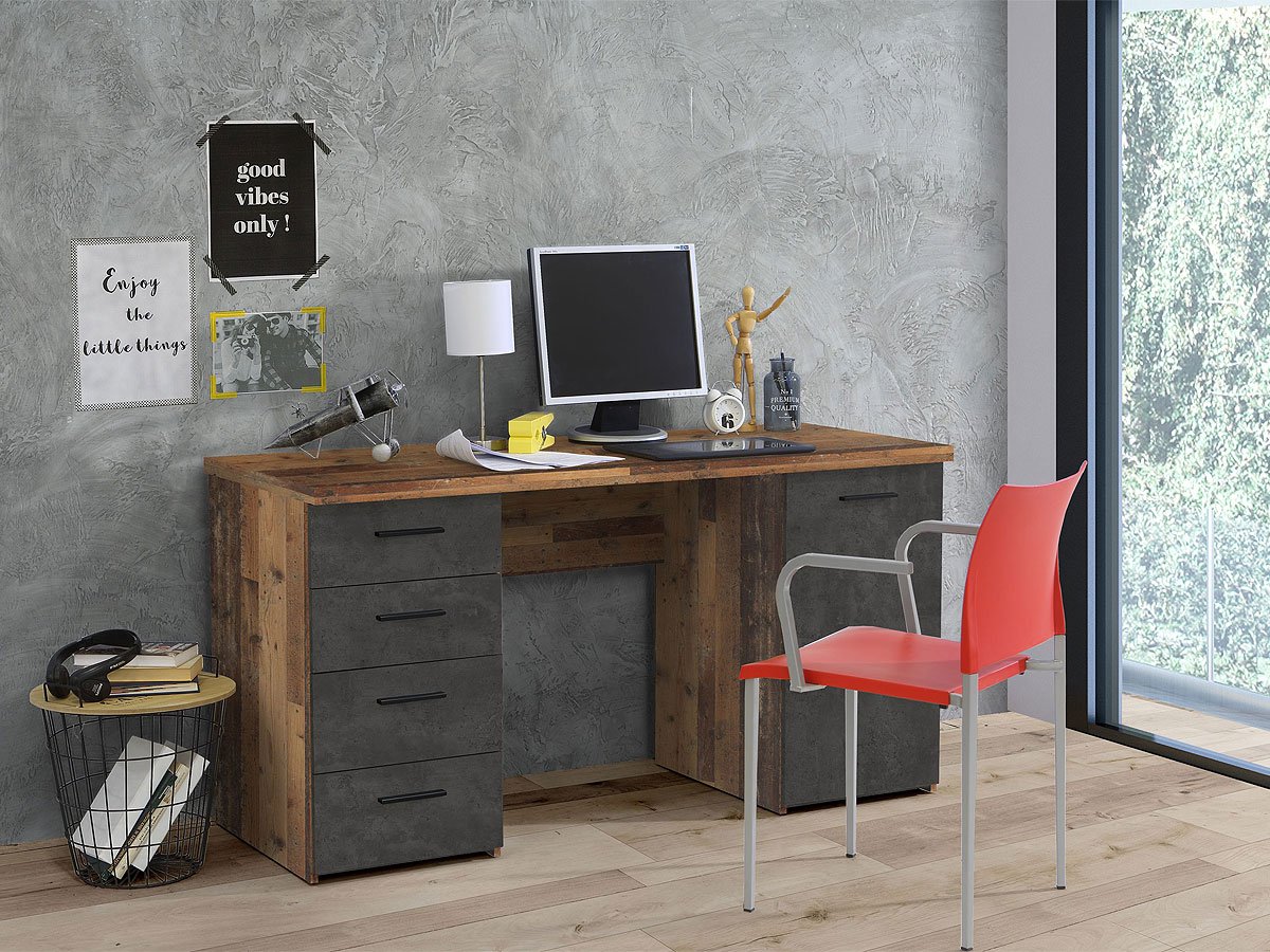 Computerschreibtisch Old Wood - grau 145 cm - NET