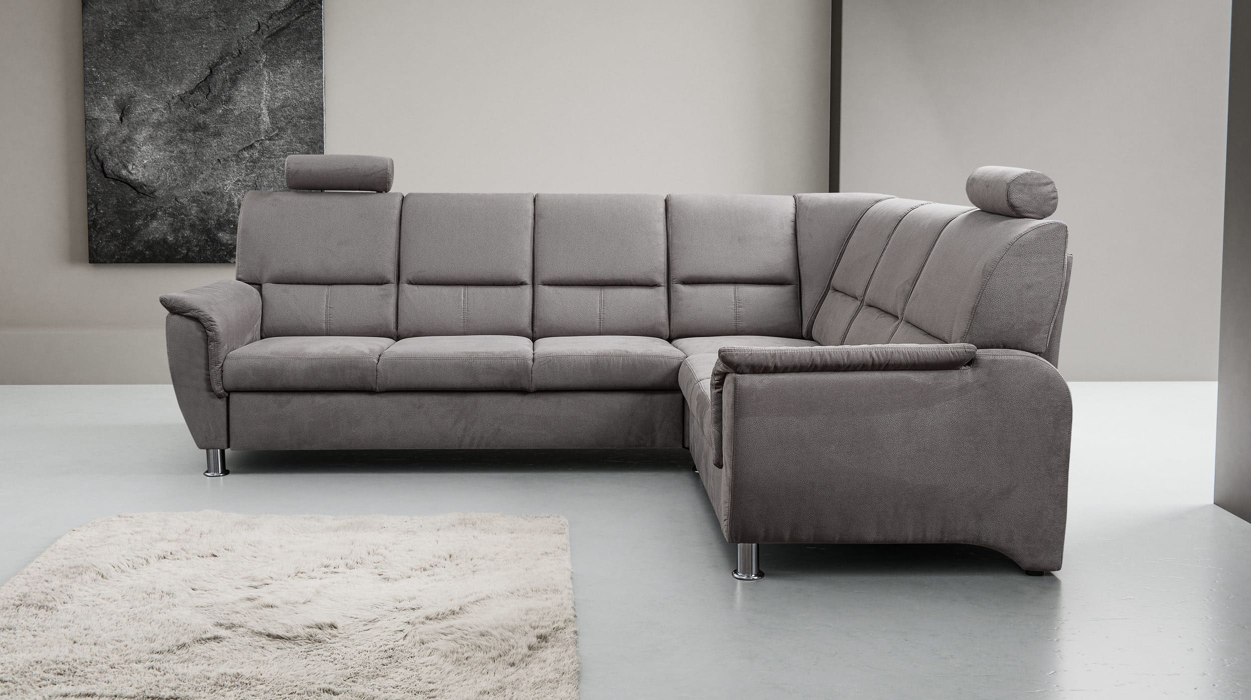 Ecksofa mit Schlaffunktion grau 270 x 225 cm - NEVADA 