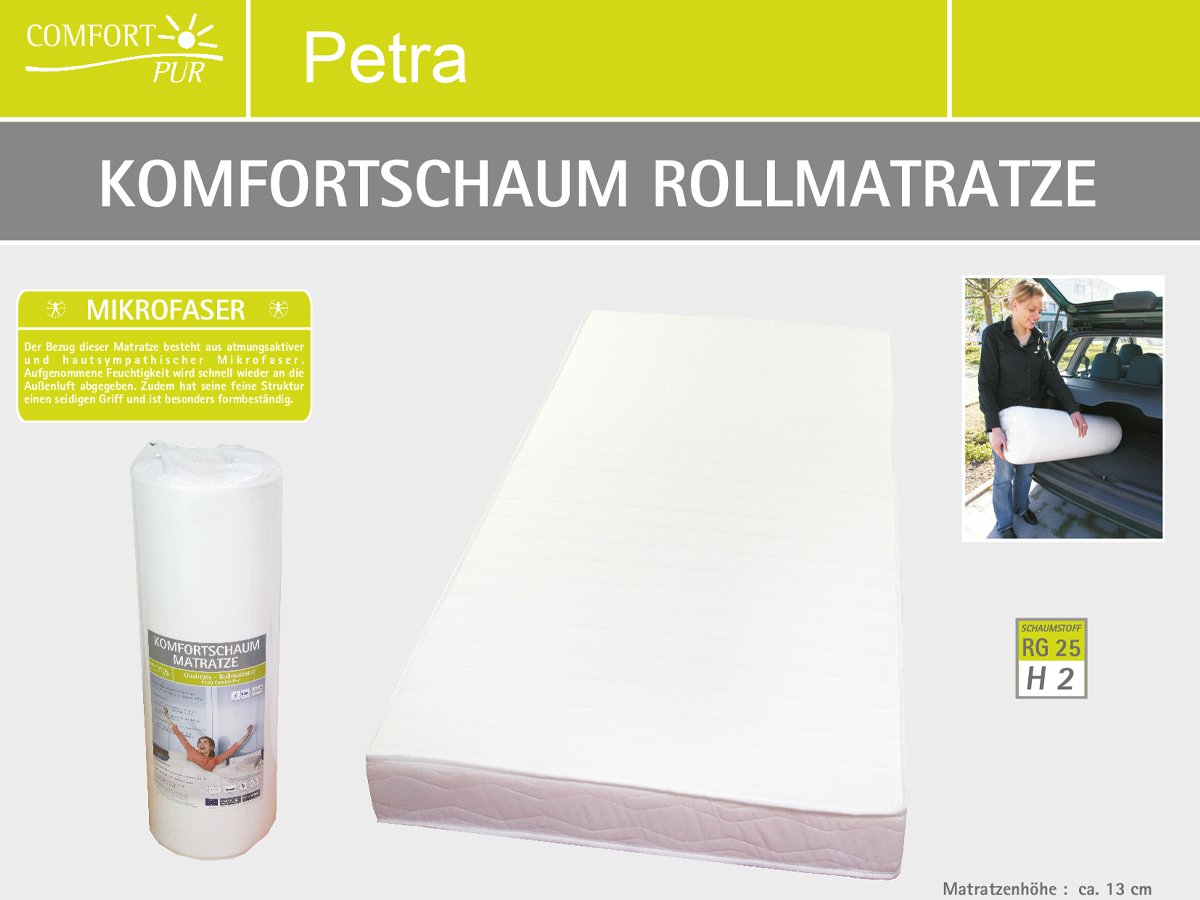 Komfortschaum-Rollmatratze 90 x 200 cm / H2 - PETRA