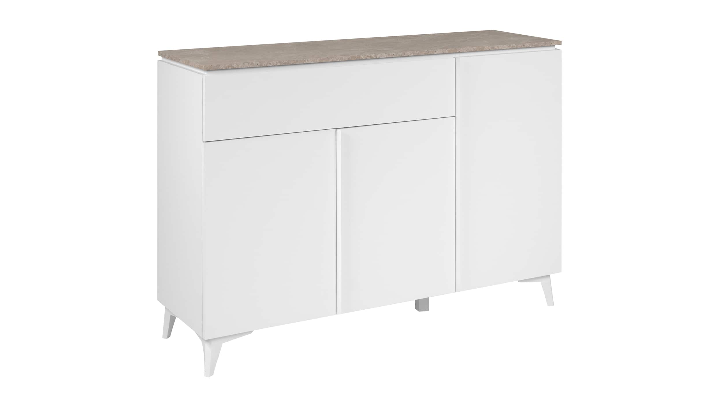 Kommode Schublade weiß - Sandstein 133 cm - BERTRIX Kommode mit Schublade weiß - Sandstein 133 x 92 cm - BERTRIX