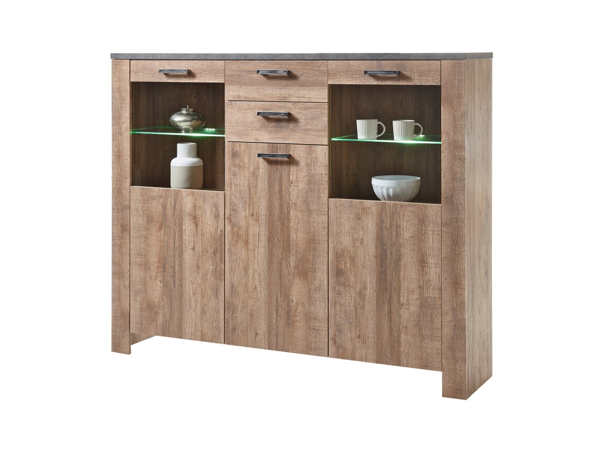 Highboard mit 2 Glastüren Samdal - anthrazit 172 cm - EDMONTON Highboard mit 2 Glastüren Samdal - anthrazit 172 cm - EDMONTON