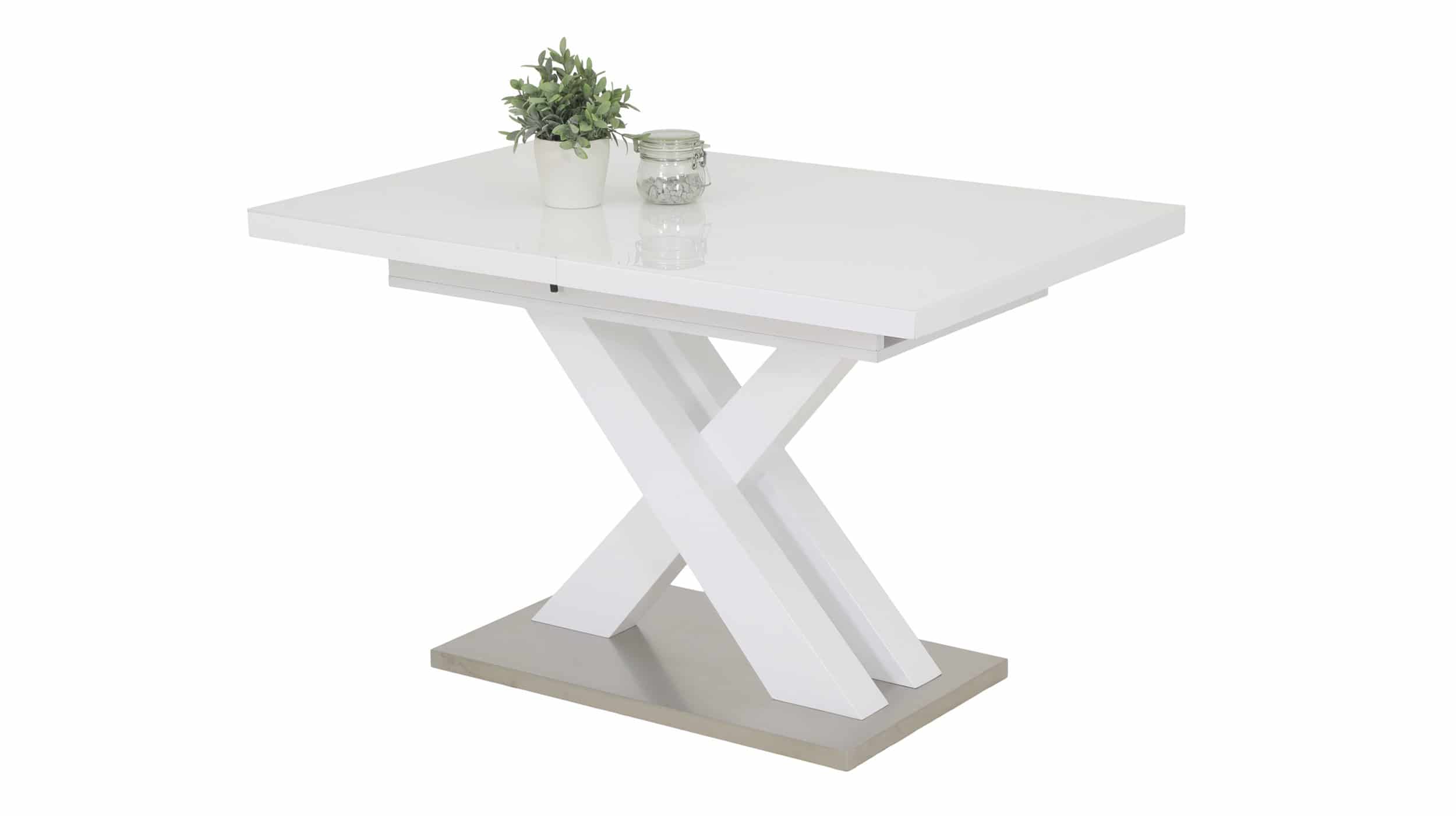 Esstisch 120 - 160 cm ausziehbar weiß hochglanz - ELVIRA Esstisch 120 - 160 cm ausziehbar weiß hochglanz - ELVIRA