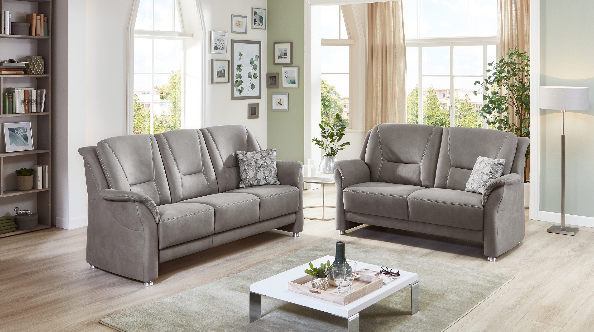 Einzelsofa 2-Sitzer grau 146 cm Federkern - LIGERO