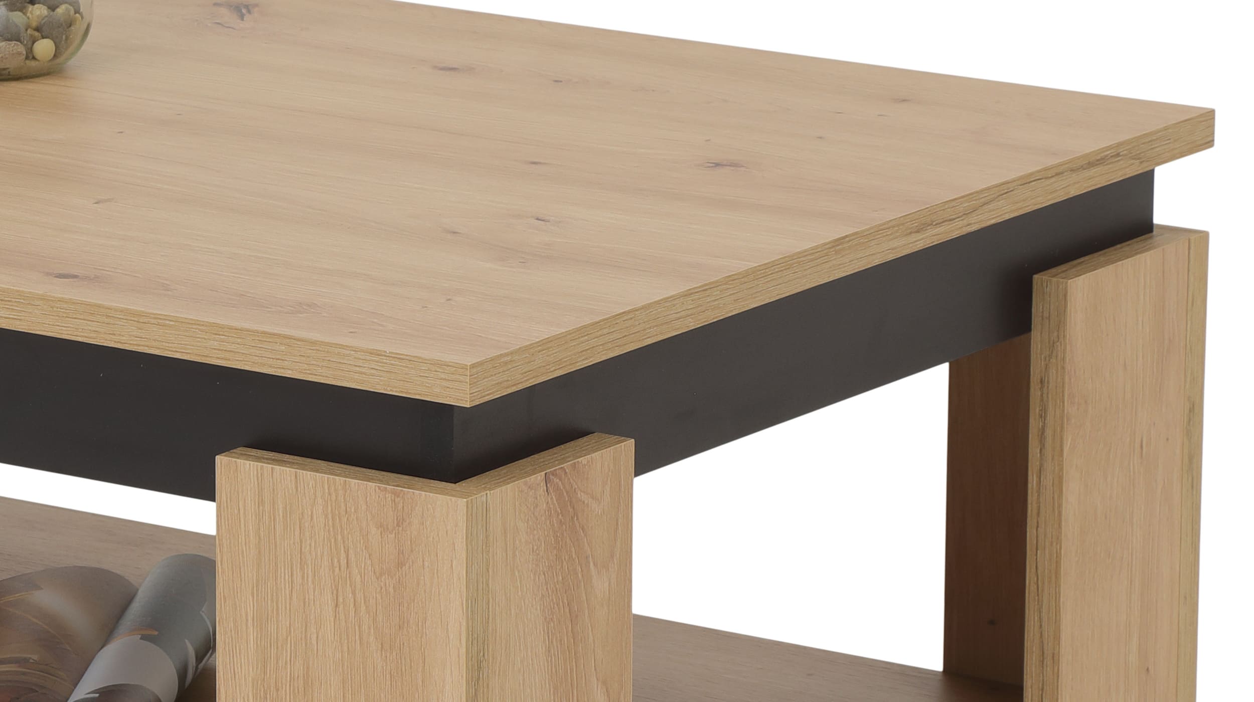 Couchtisch Artisan Eiche - schwarz 90 x 60 cm - TIM