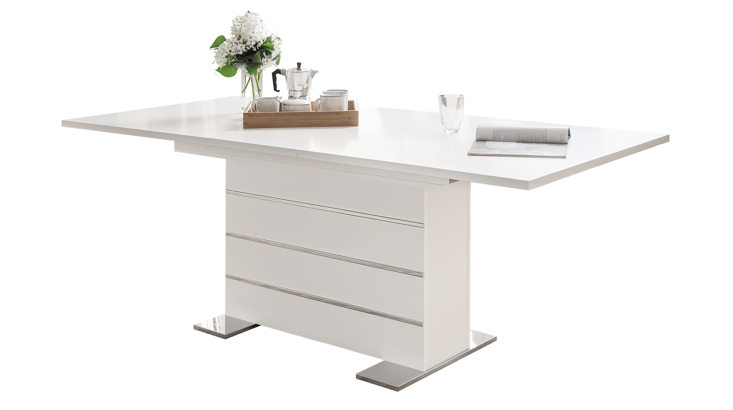 Säulentisch 160 - 200 cm weiß - ausziehbar - MANTOVA Säulentisch 160 - 200 cm weiß - ausziehbar - MANTOVA