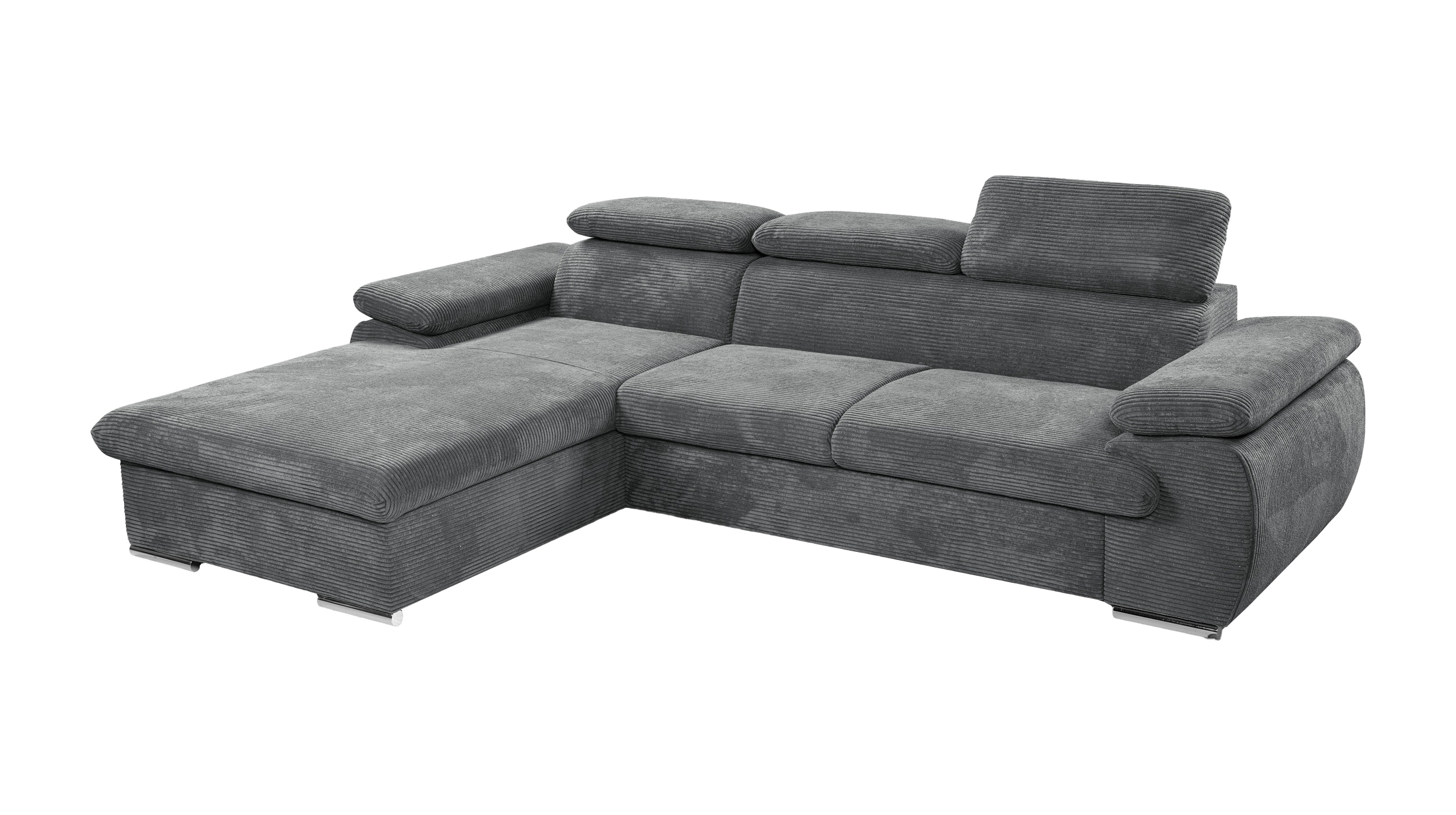 Ecksofa Cord anthrazit Schlaffunktion Bettkasten 284 x 196 cm - CINDY Ecksofa Cord anthrazit Schlaffunktion Bettkasten 284 x 196 cm - CINDY