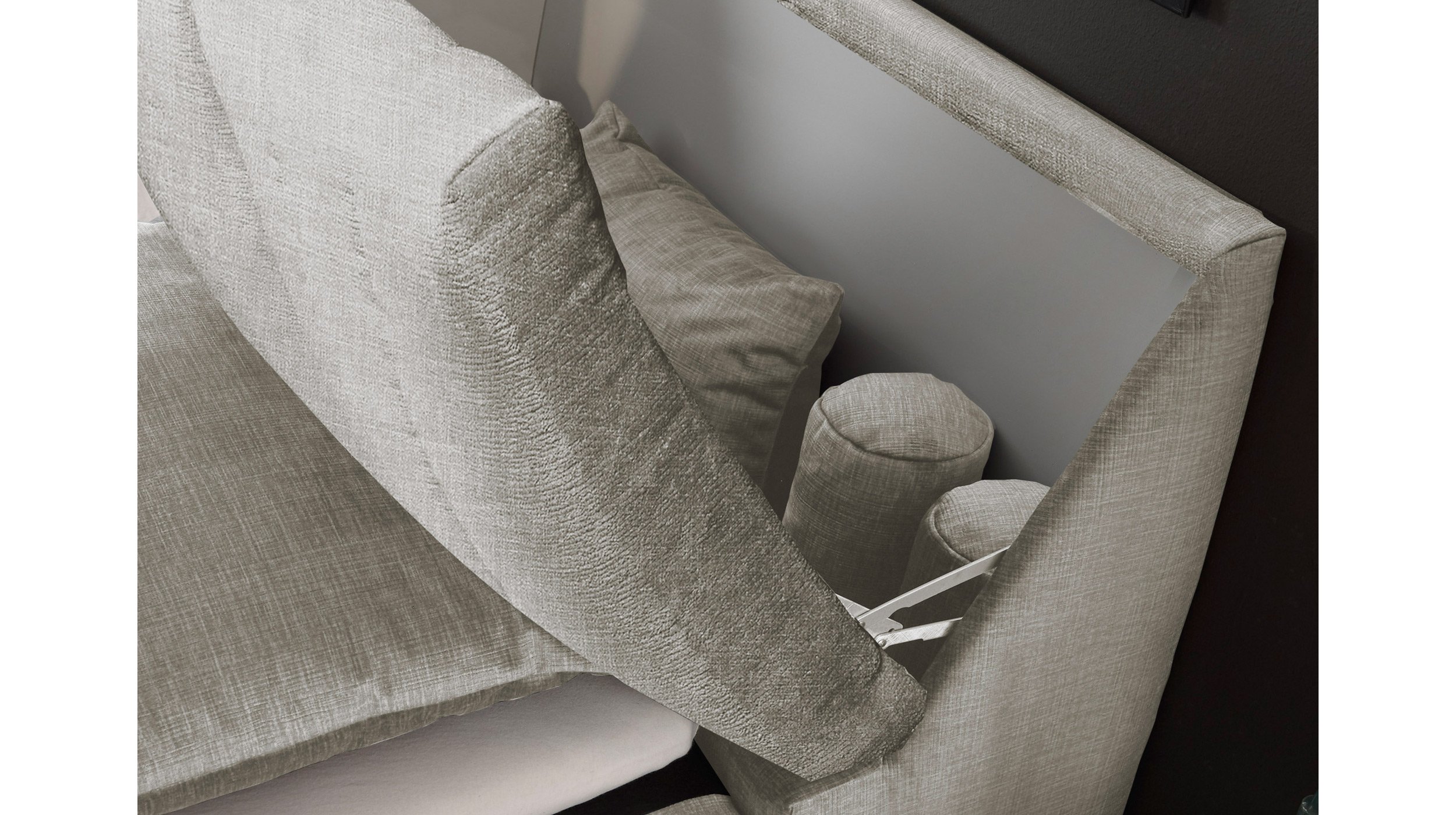 Boxbett 120 x 200 cm grau Stoffbezug Bettkasten - MADRID