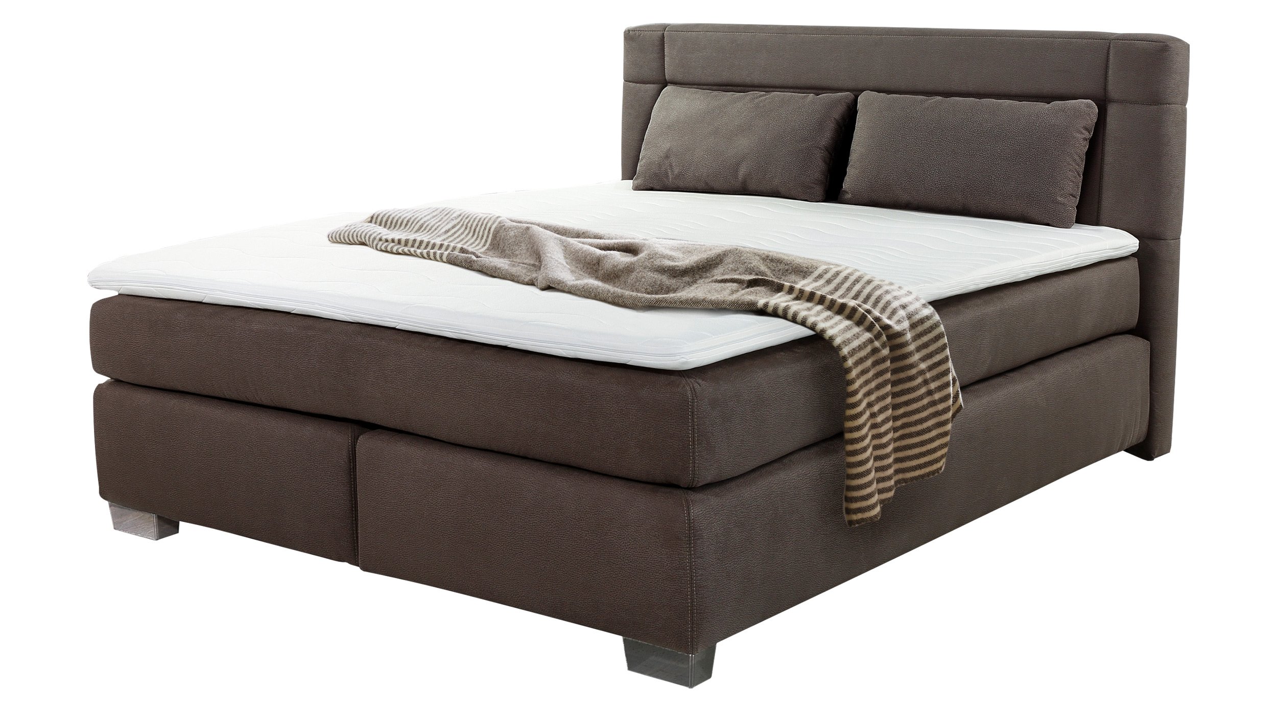 Boxspringbett 160 x 200 cm dunkelbraun H3/H4 - ROMANA - MIX Boxspringbett 160 x 200 cm dunkelbraun H3/H4 - ROMANA - MIX