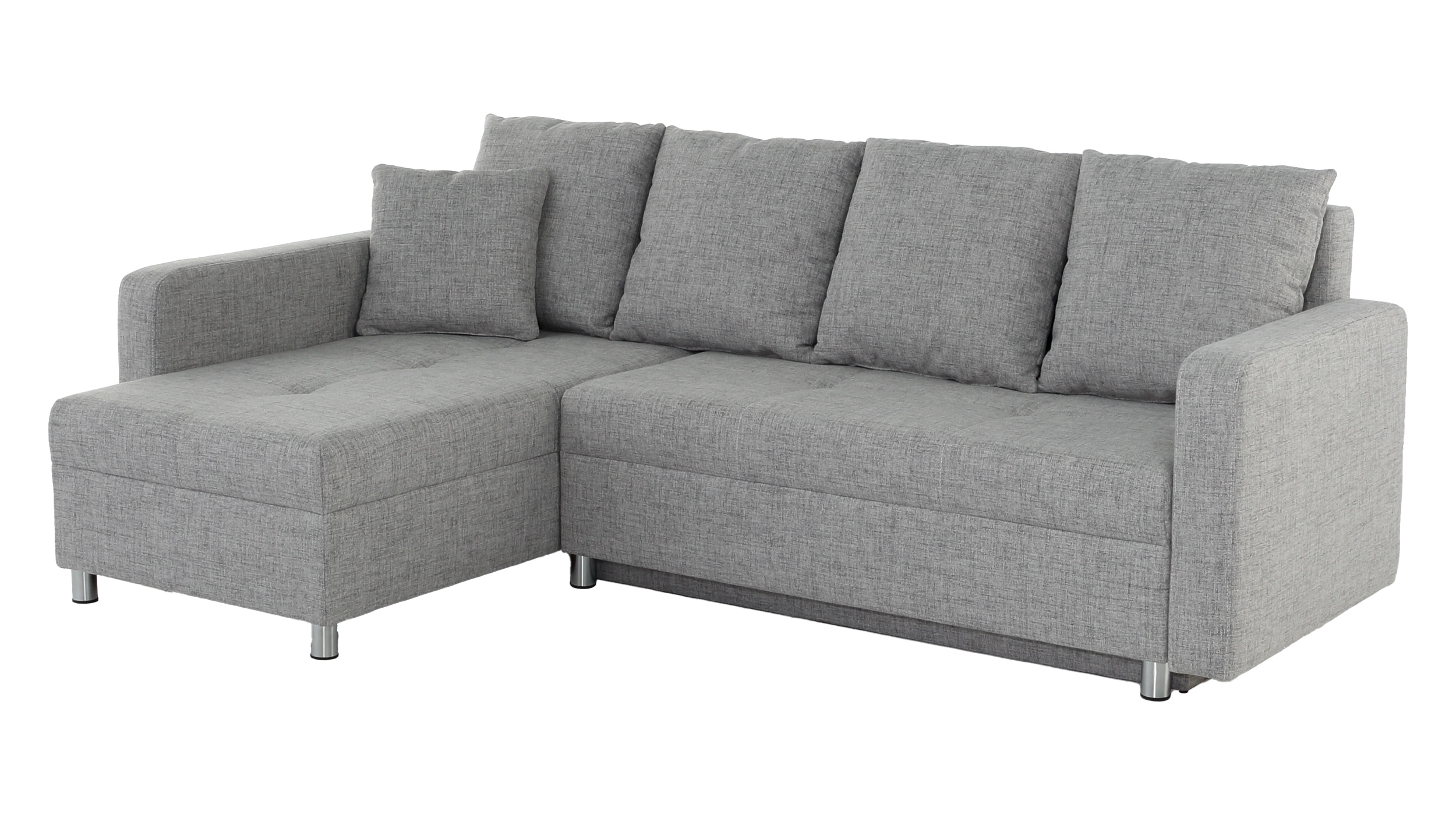 Ecksofa mit Schlaffunktion grau Bettkasten 228 cm - KAPPELN Ecksofa mit Schlaffunktion grau Bettkasten 228 cm - KAPPELN