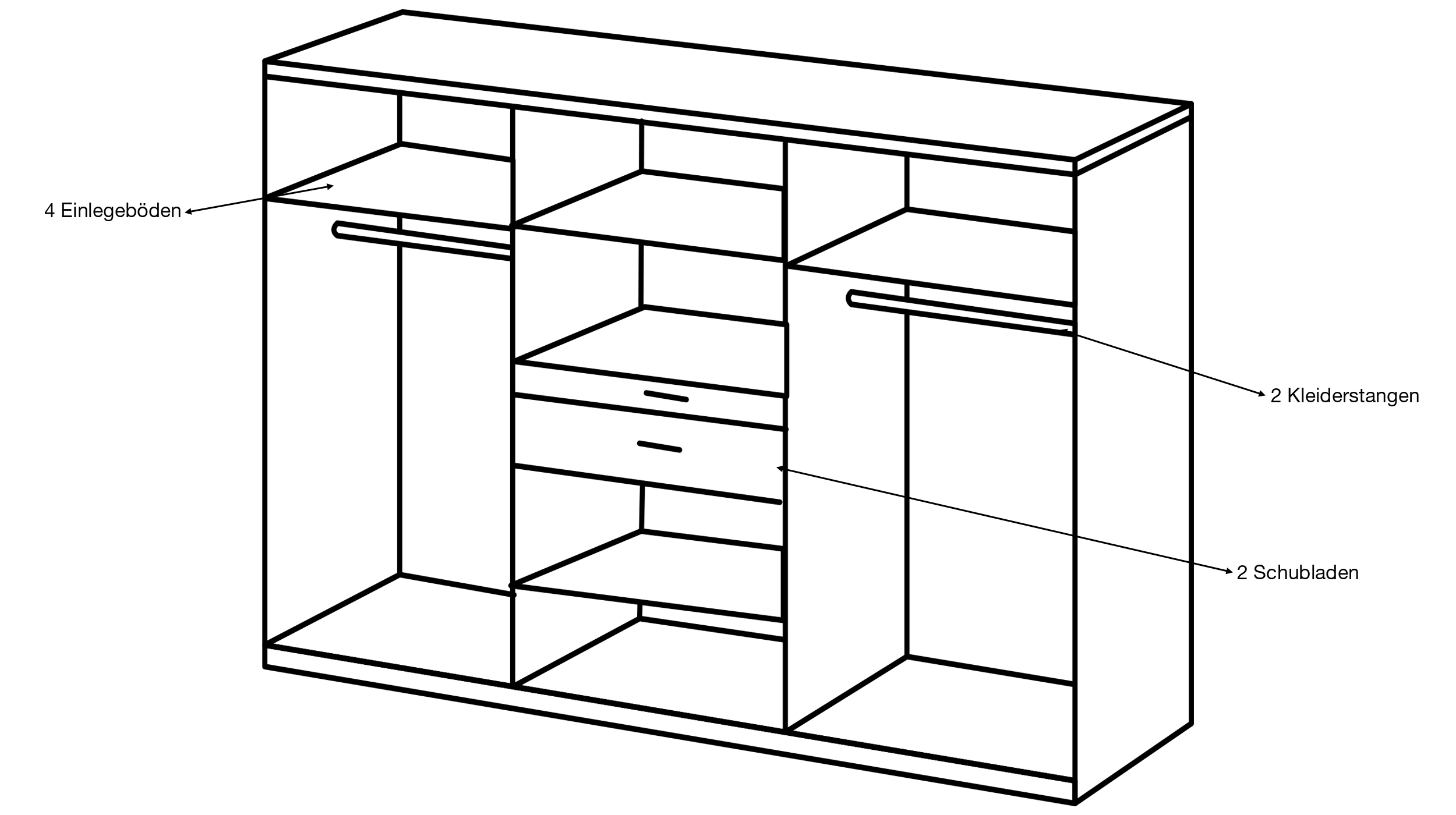 Kleiderschrank - Spiegel 270 cm weiß - Eiche 8-türig - CHEEP