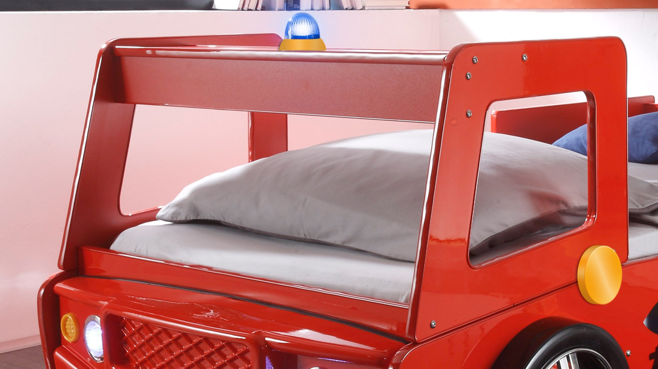 Spielbett Feuerwehrauto 90 x 200 cm rot hochglanz - SPARK