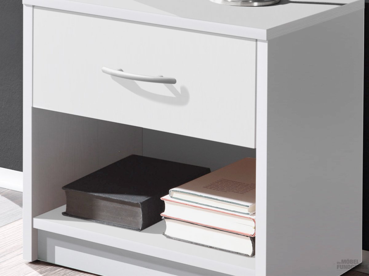 Nachttisch weiß 39 cm x 28 cm Schublade Ablagefach - PEPE