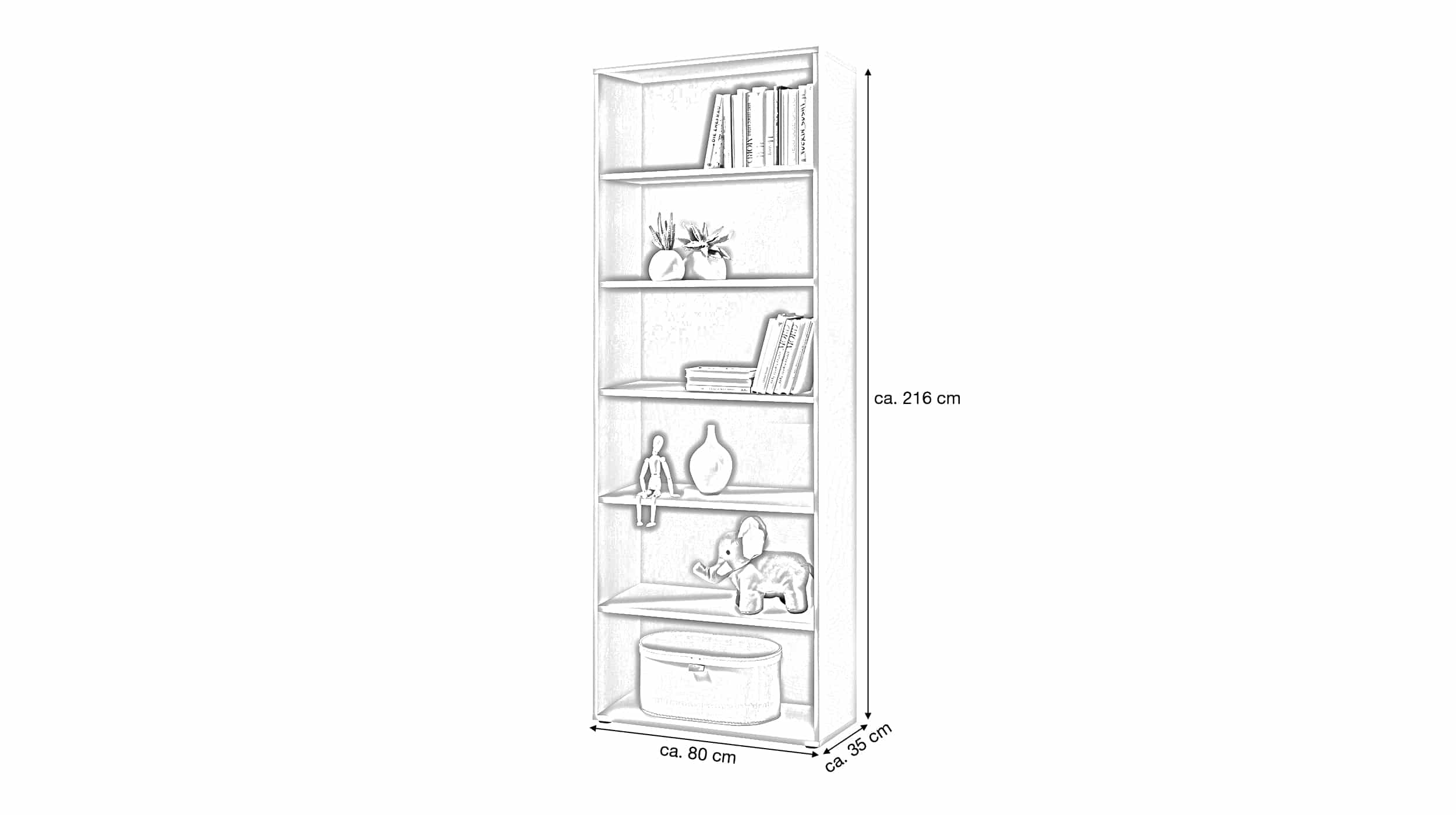 Bücherregal Standregal weiß 80 x 216 cm - PRONTO