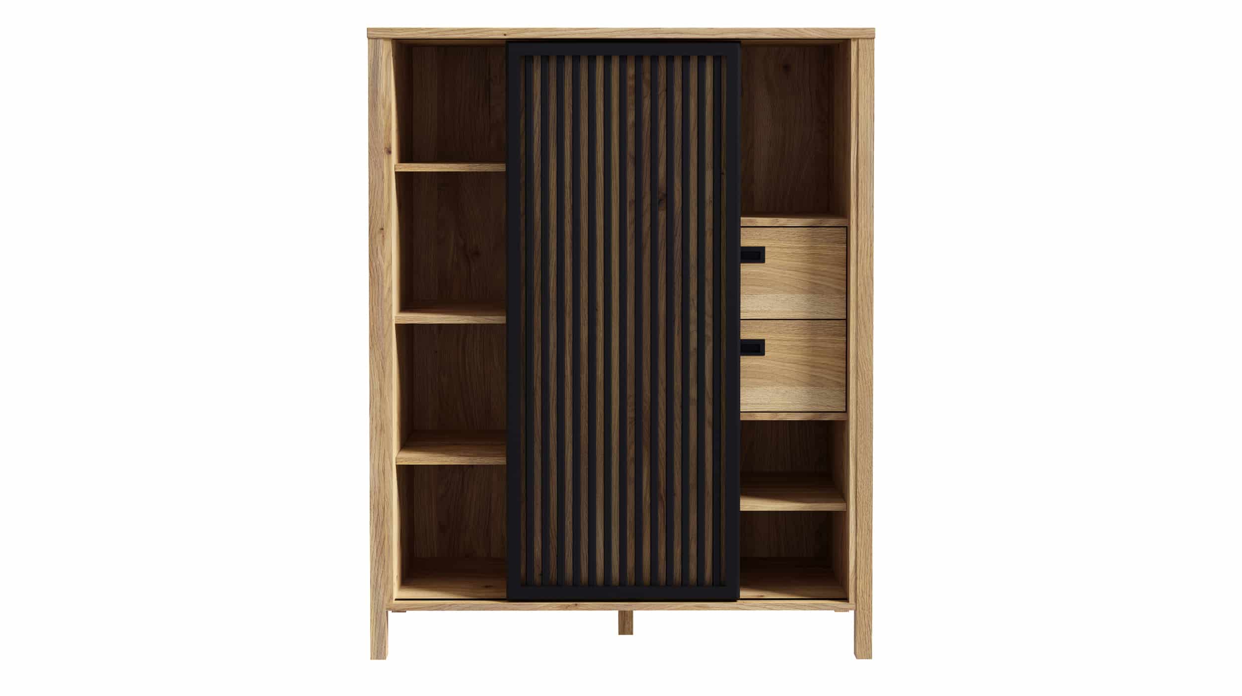 Highboard Mauvella Eiche - schwarz 103 cm - JYTANA 