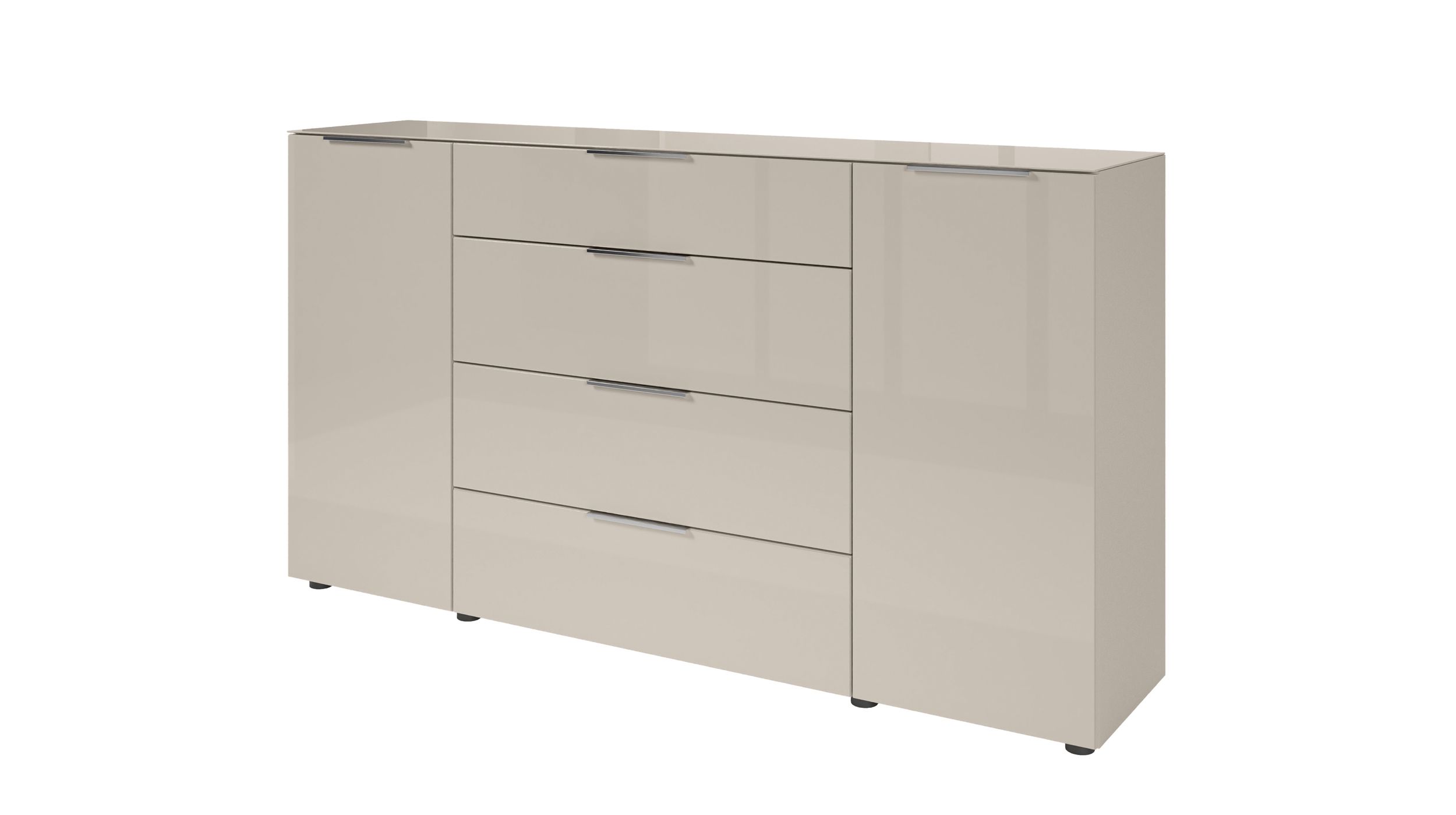 Sideboard 4 Schubladen - beige - Glasfront - 180 cm - SANTORIN Sideboard 4 Schubladen - grau - Glasfront - 180 cm - SANTORIN