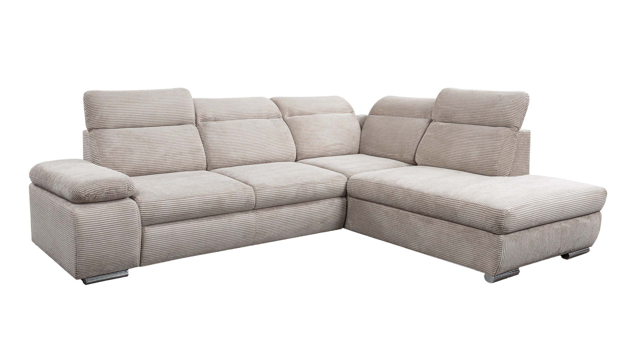 Ecksofa Cord Schlaffunktion creme - Bettkasten 280 cm - COLORADO Ecksofa Cord creme 280 x 230 cm Schlaffunktion - COLORADO