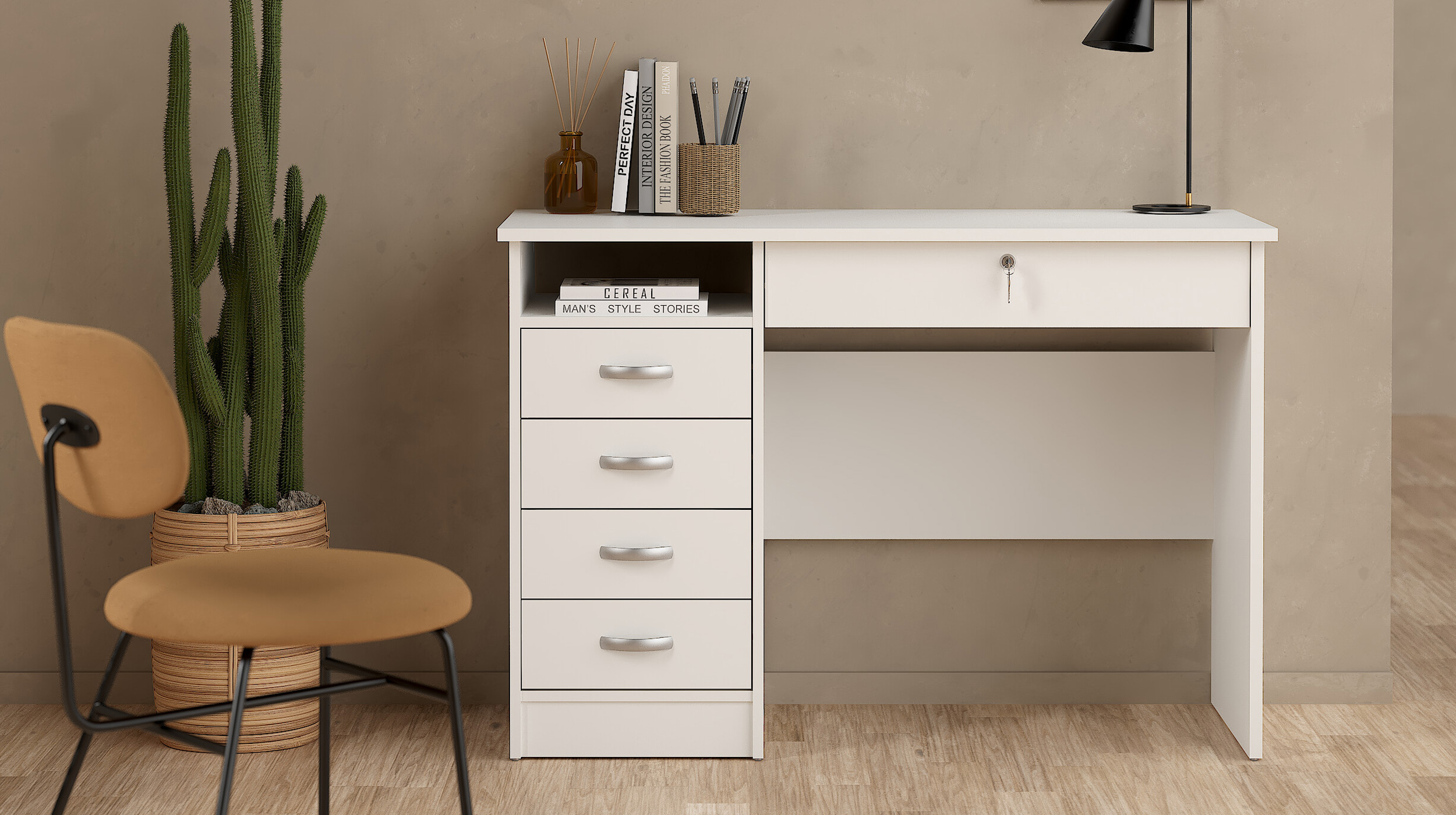 Computerschreibtisch weiß 109 cm - FUNCTION PLUS