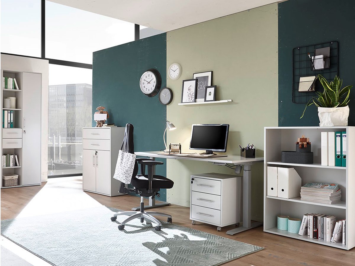 Büroschrank lichtgrau B 80 cm x H 216 cm - 8 Einlegeböden - PRONTO