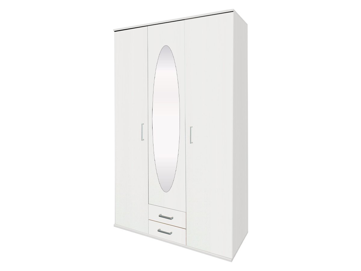 Kleiderschrank mit Spiegel - weiß - 120 cm - POWER Kleiderschrank weiß 120 cm 3-türig - POWER