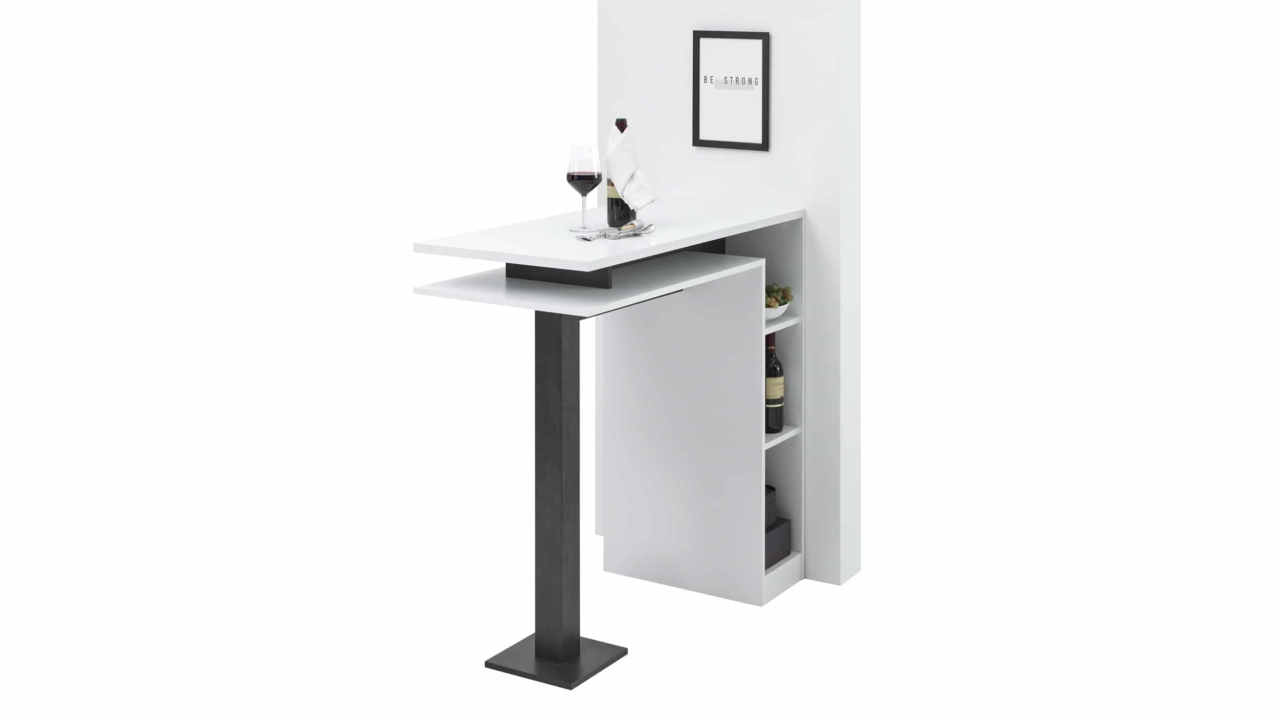 Bartisch weiß - Betonoptik 108 x 50 cm rechteckig - BAY Bartisch weiß - Betonoptik 108 x 50 cm rechteckig - BAY