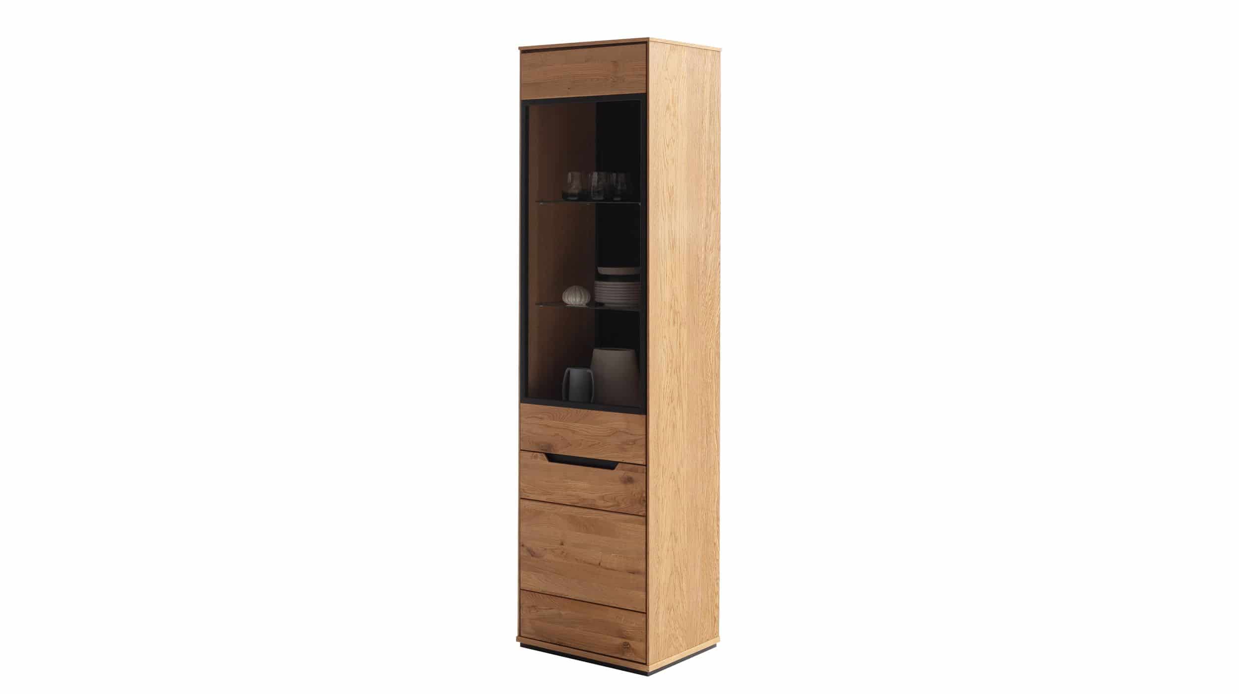 Vitrine mit Glastür Wildeiche teilmassiv geölt Breite 53 cm - ARAYA Vitrine mit Glastür Wildeiche teilmassiv geölt 53 cm - ARAYA