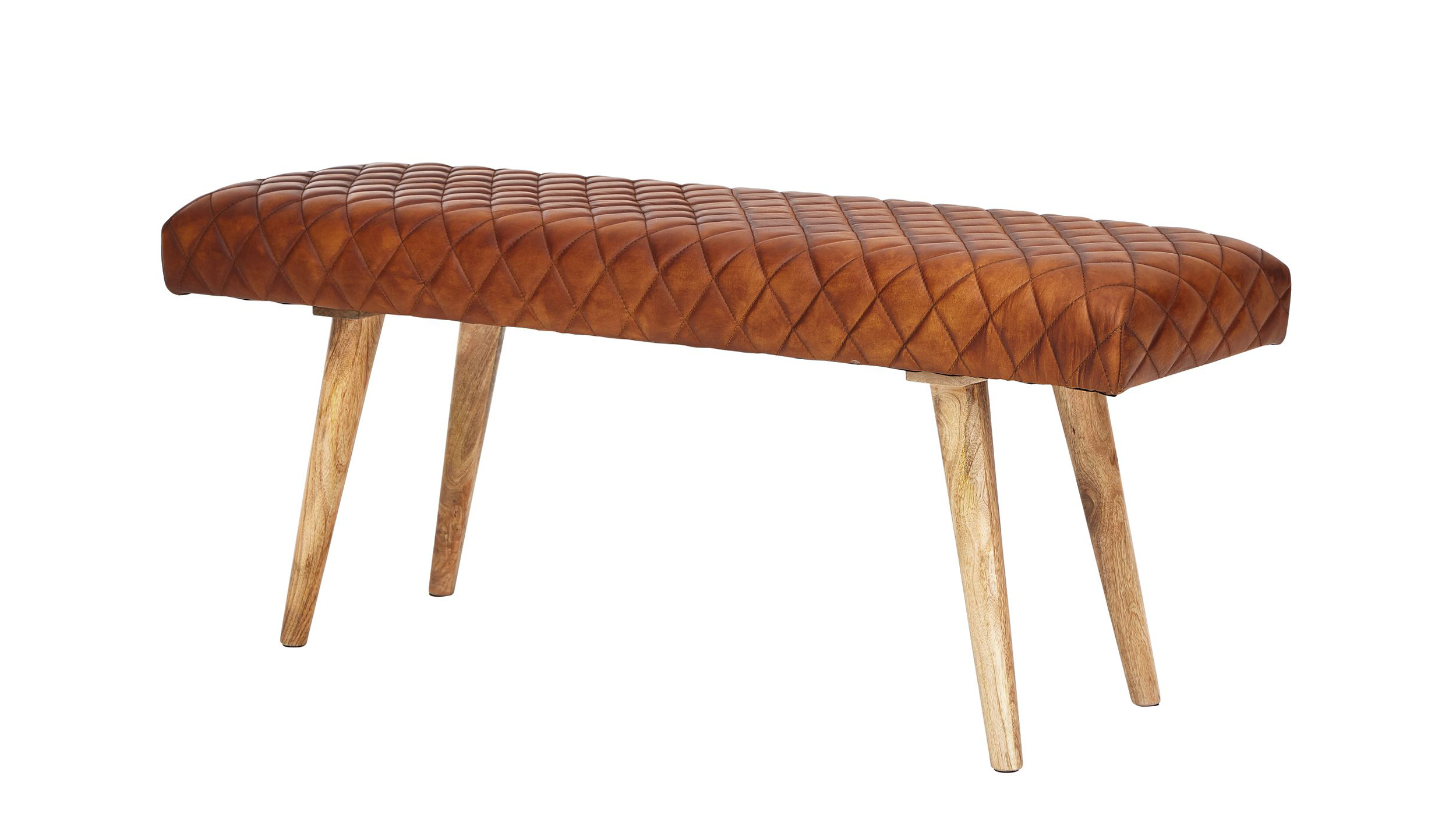 Sitzbank 115 cm echtes Leder braun Mango massiv - RIST Sitzbank 115 cm echtes Leder braun Mango massiv - RIST