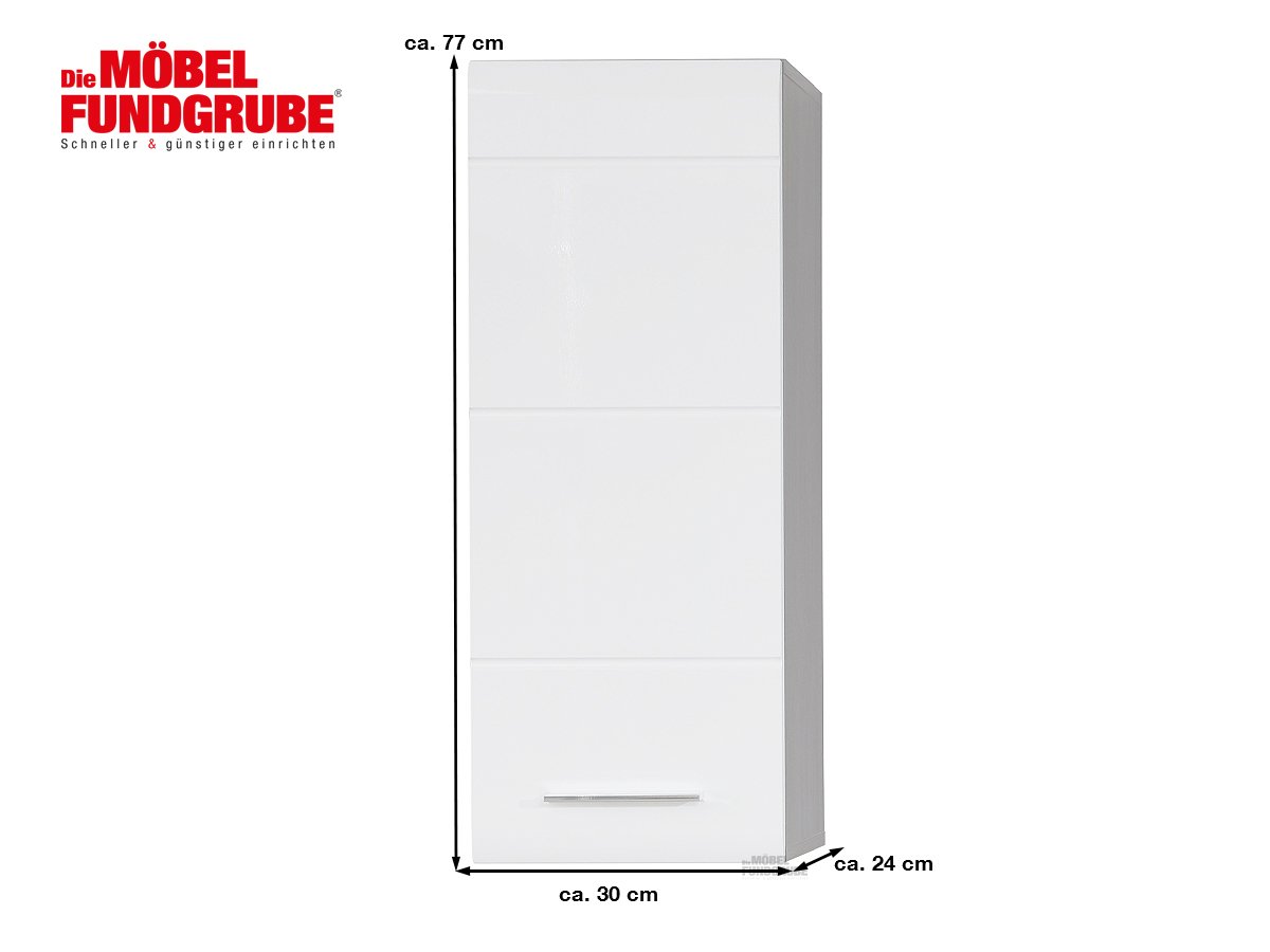 Bad Hängeschrank Rauchsilber - weiß Breite 30 cm - LINE