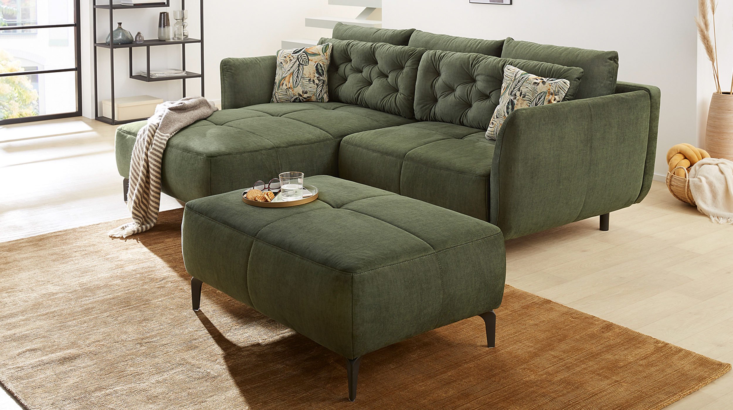 Hocker Sitzhocker 79 x 111 cm Veloursbezug grün - SALO  