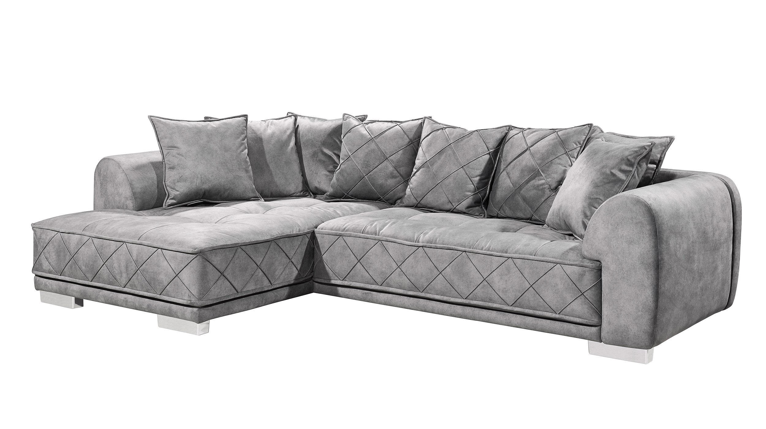 Ecksofa grau 319 x 194 cm mit Kissen - SENTINA Ecksofa grau 319 x 194 cm mit Kissen - SENTINA