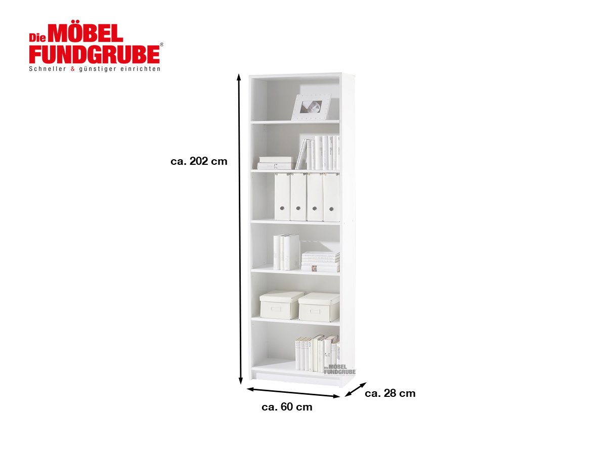 Bücherregal Standregal weiß 60 x 202 cm -  LILLY