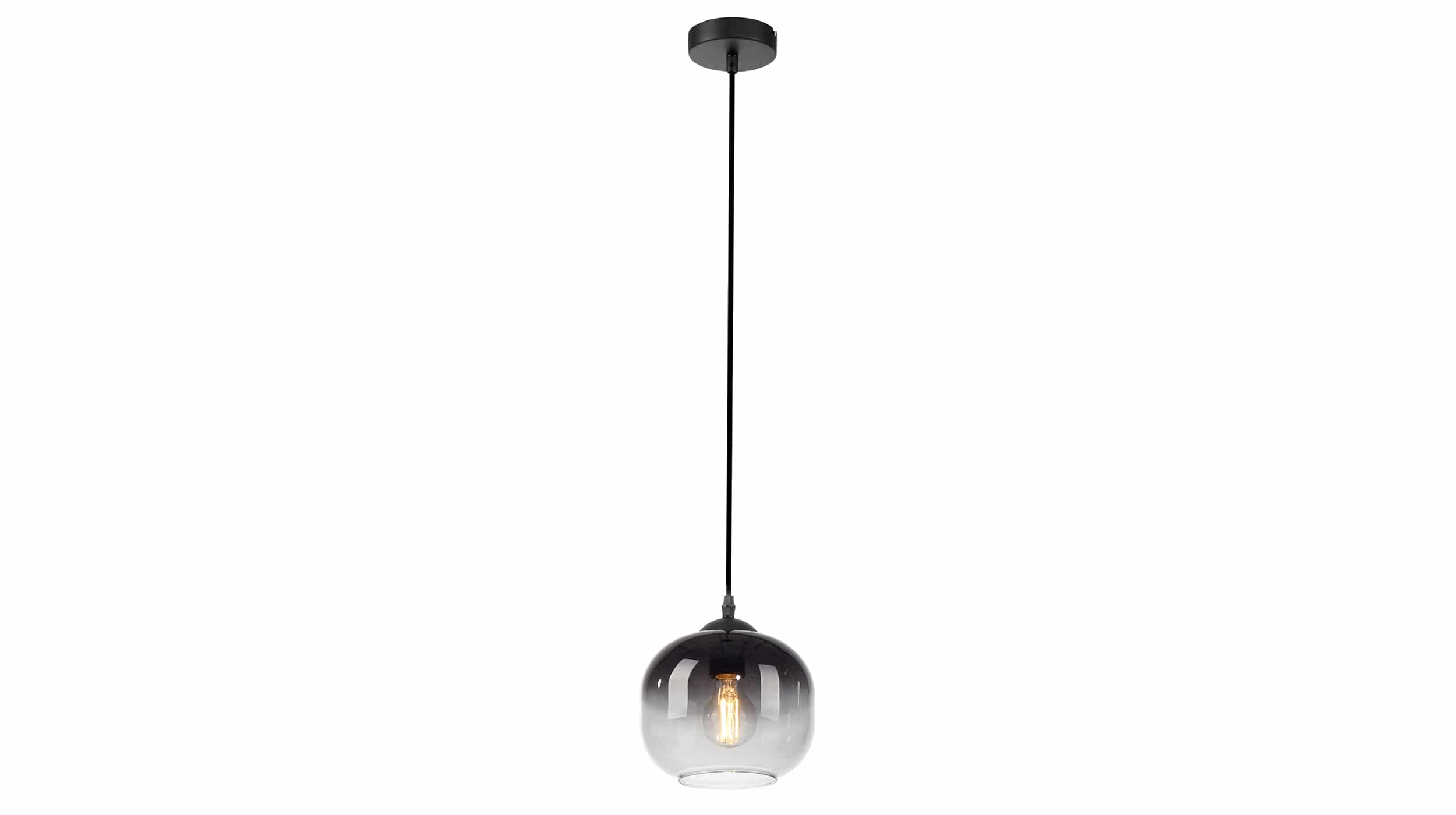 Hängelampe schwarz 19 cm Rauchglas-Lampenschirm - ZEA Hängelampe schwarz 19 cm Rauchglas-Lampenschirm - ZEA