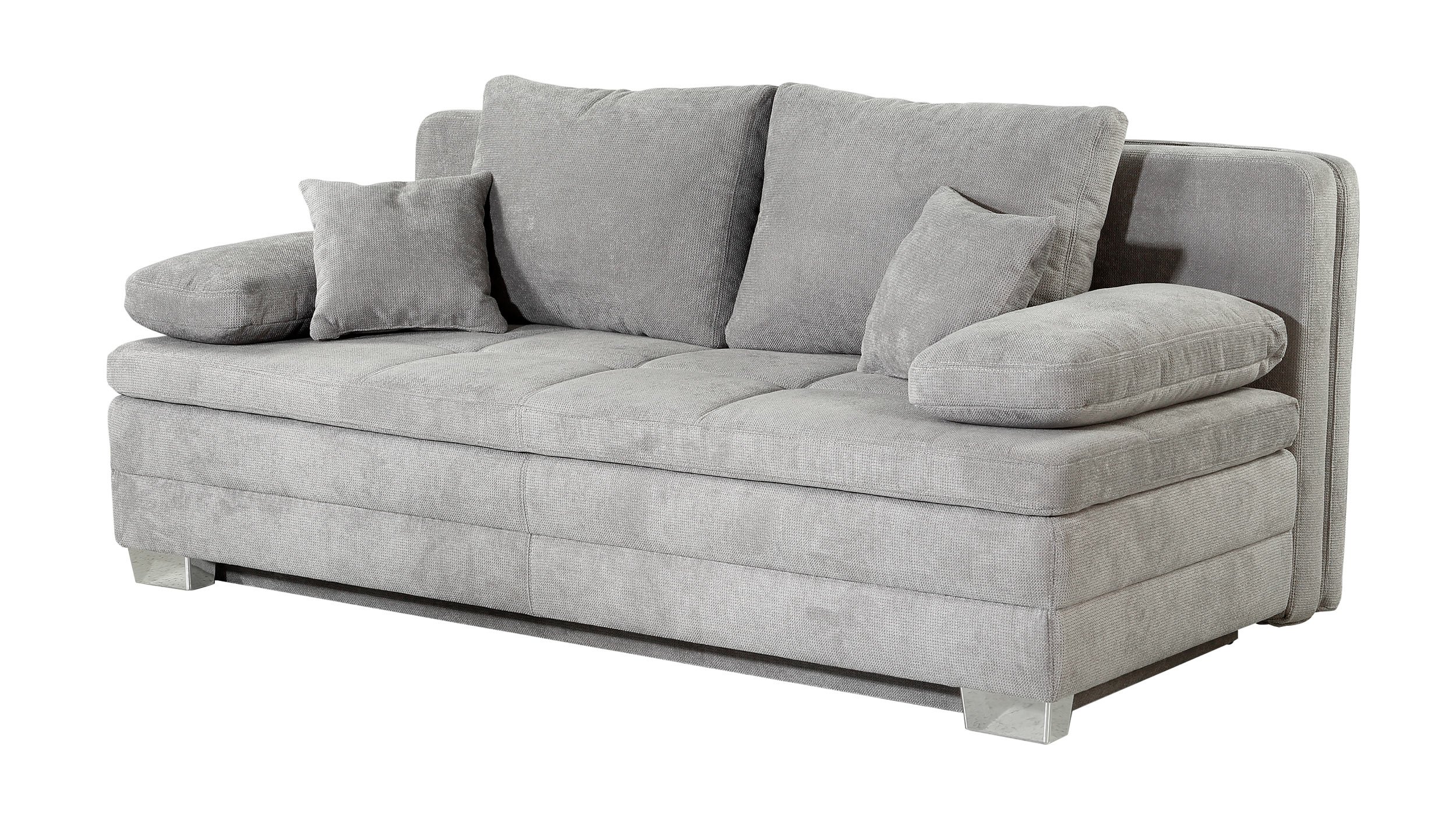 Schlafsofa grau Bettkasten Dauerschläfer Federkern 203 cm - LINDAU Schlafsofa grau Bettkasten Dauerschläfer Federkern 203 cm - LINDAU