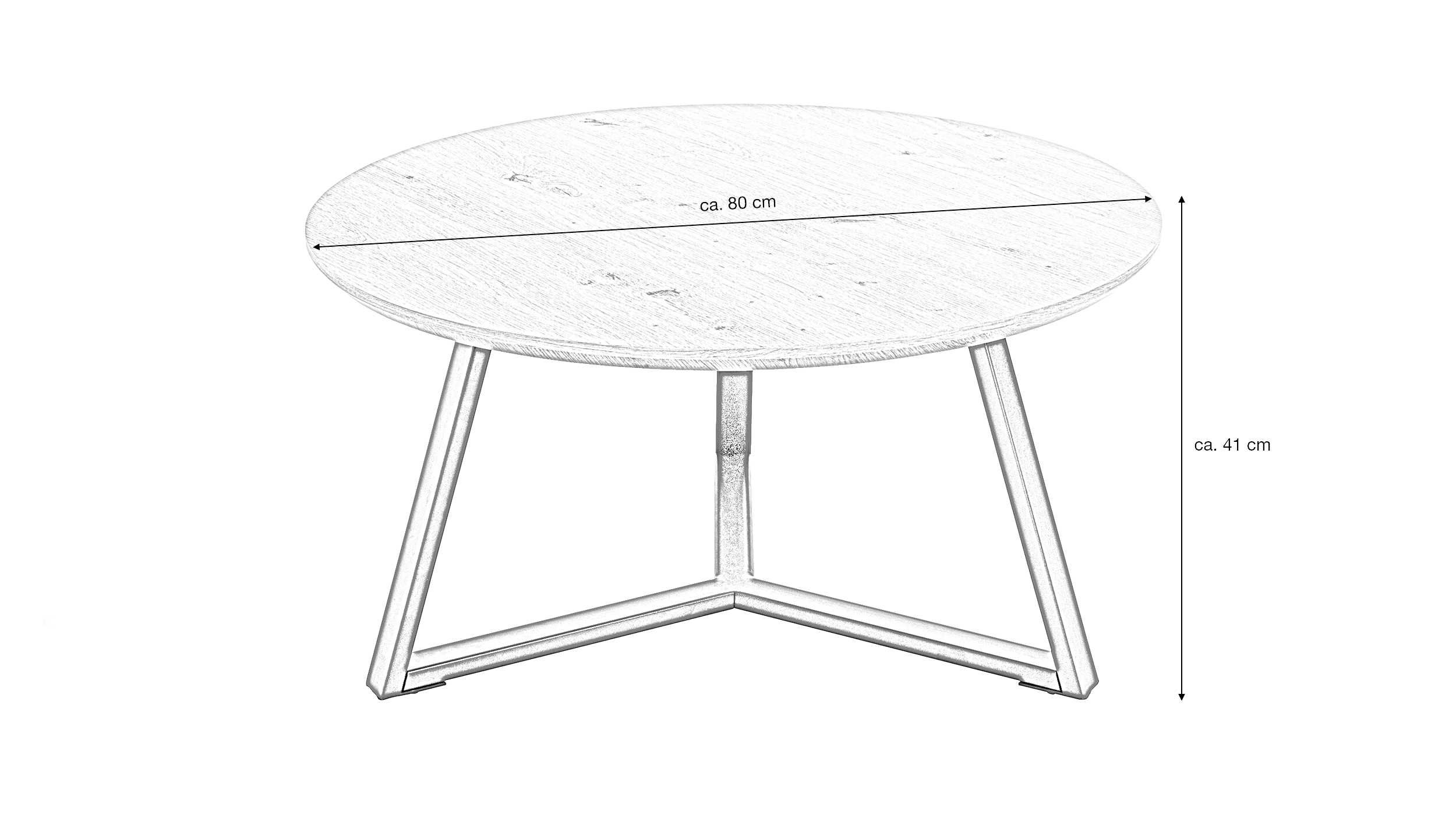 Couchtisch rund 80 cm Eiche Metallgestell schwarz - BERGEN