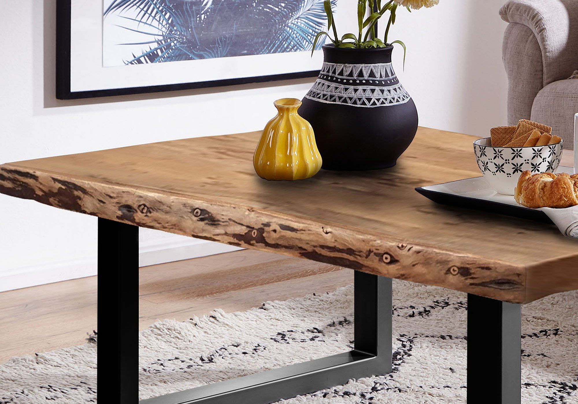 Couchtisch Baumkante Akazie massiv 120 x 80 cm - TICO