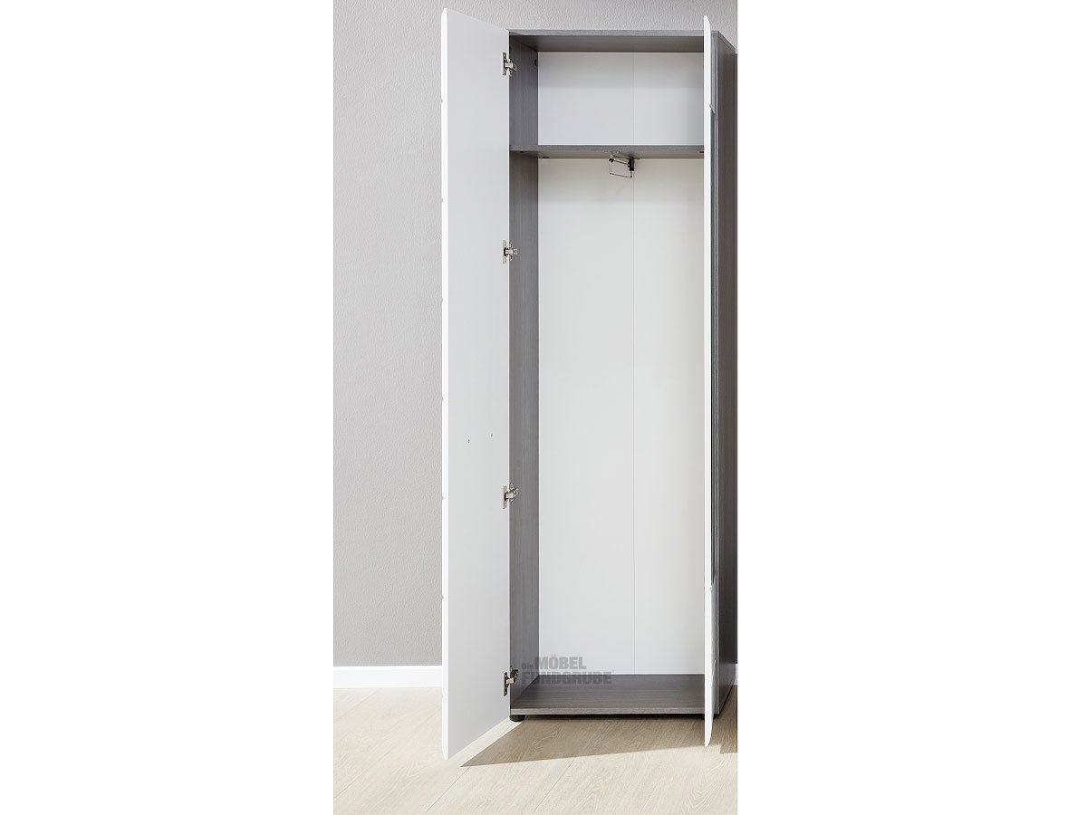 Garderobenschrank weiß hochglanz - Rauchsilber 191 cm - LINE