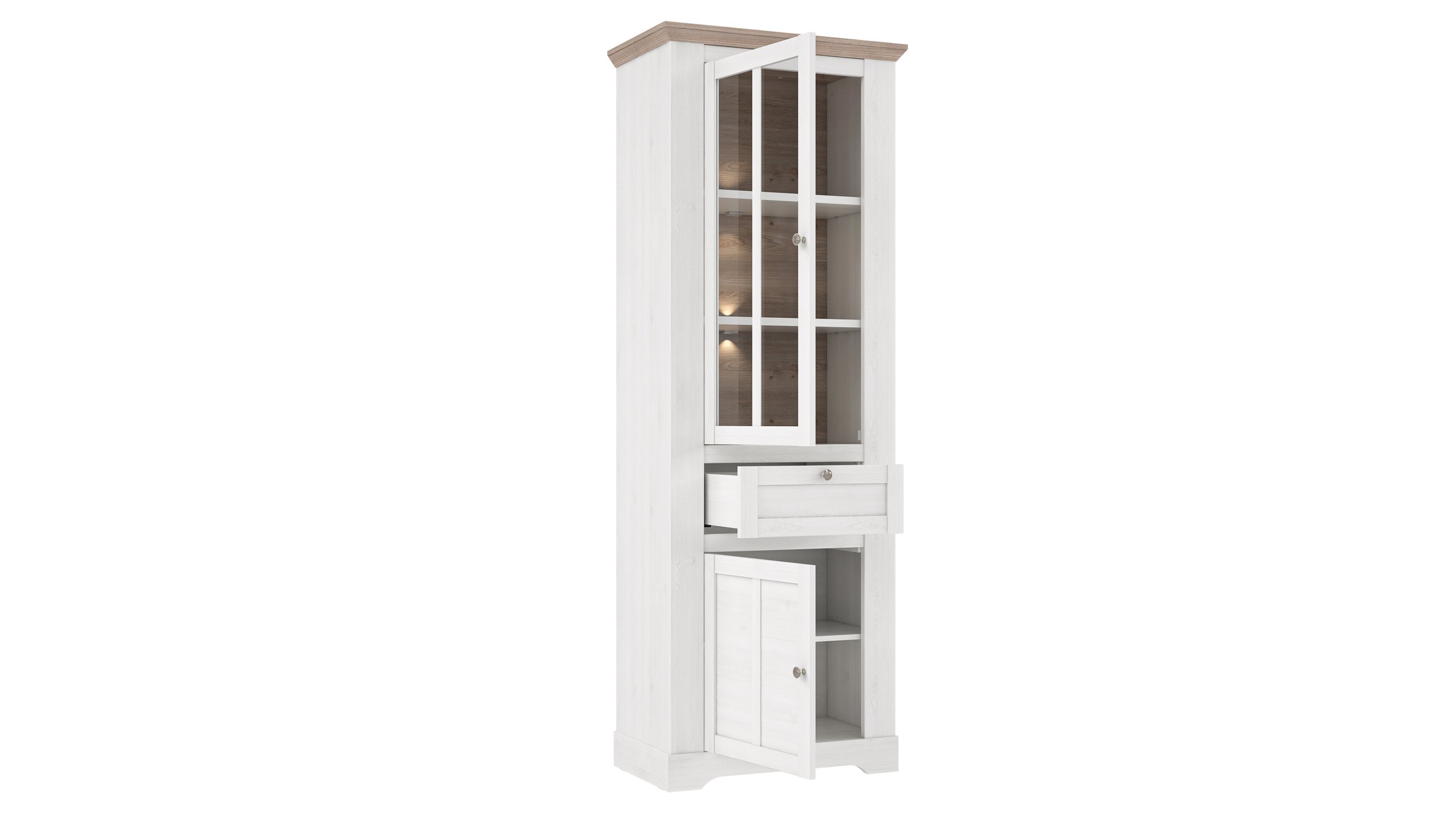 Vitrine Schneeeiche 210 cm mit LED - Beleuchtung - ILOPPA