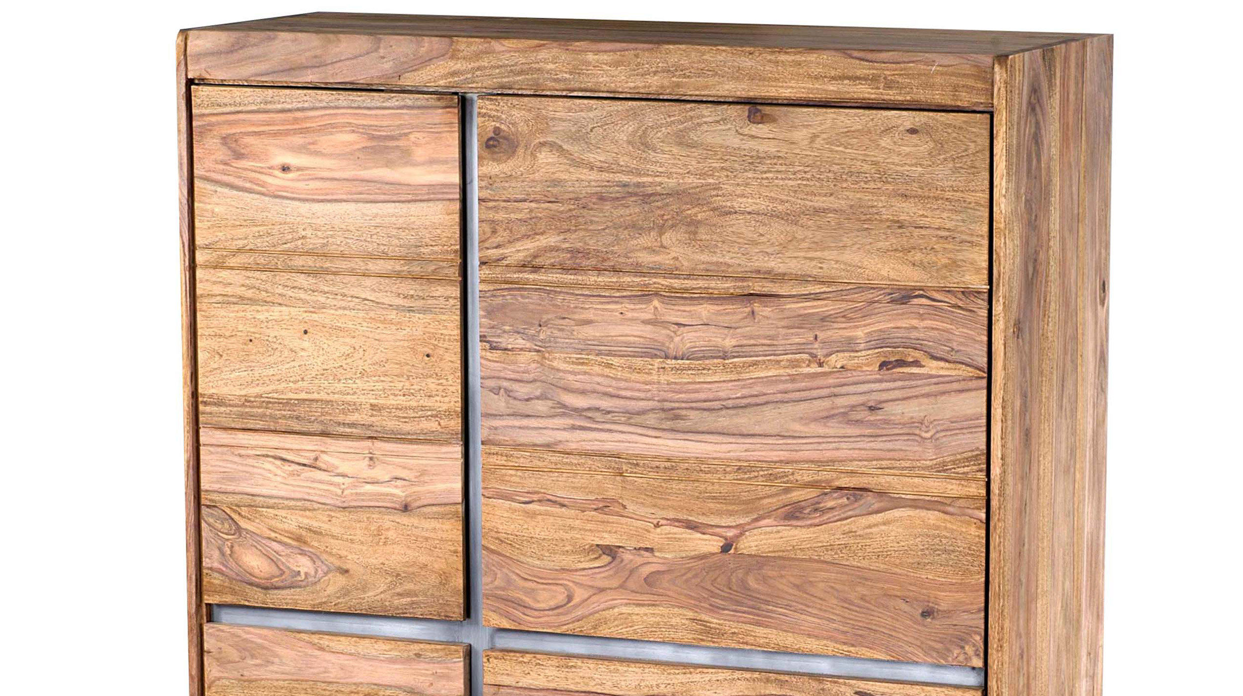 Highboard 3 Türen Sheesham massiv gebeizt 102 cm - SENSO