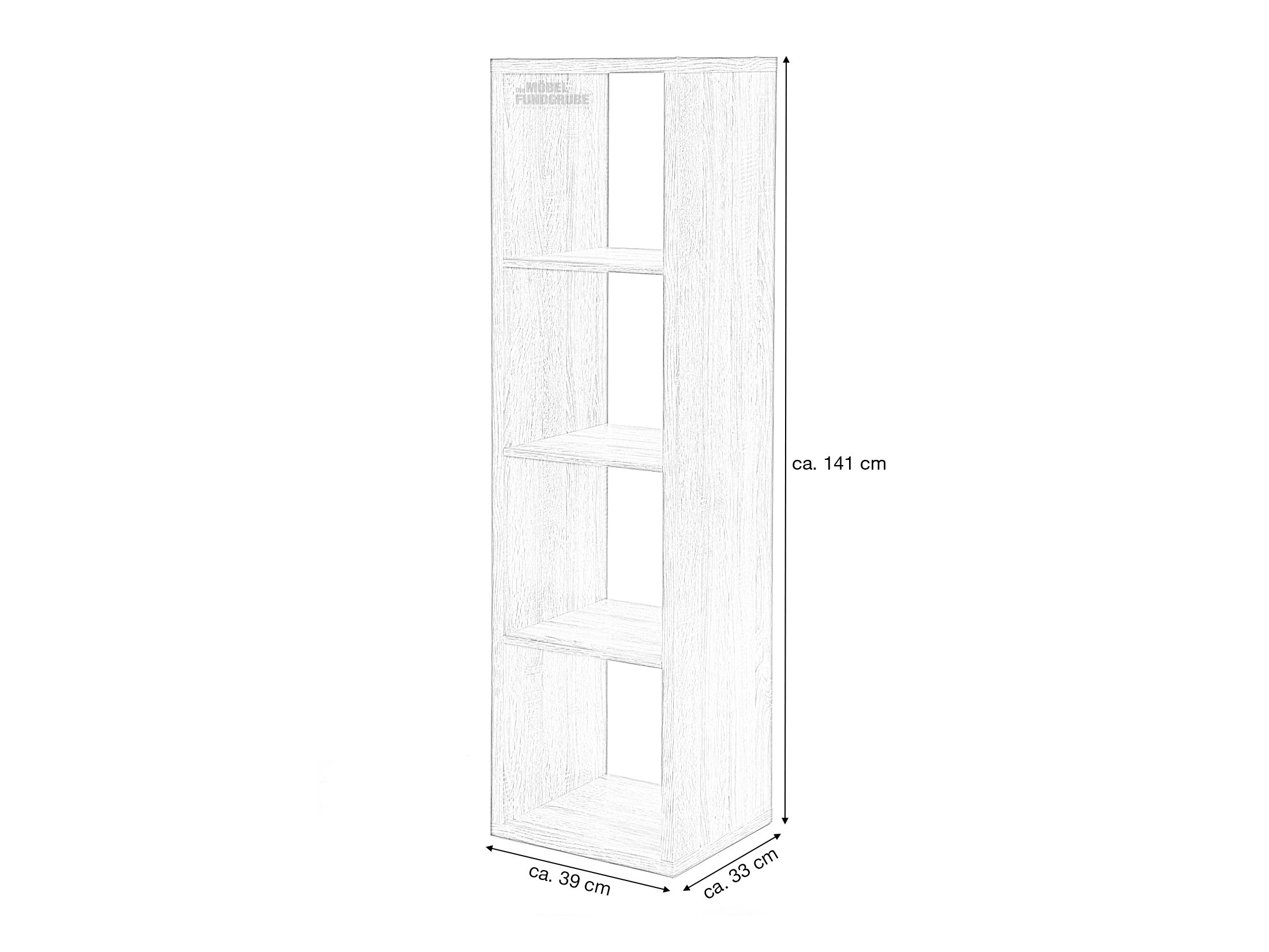 Standregal Sonoma Eiche 39 x 141 cm - 4 Fächer - MAX
