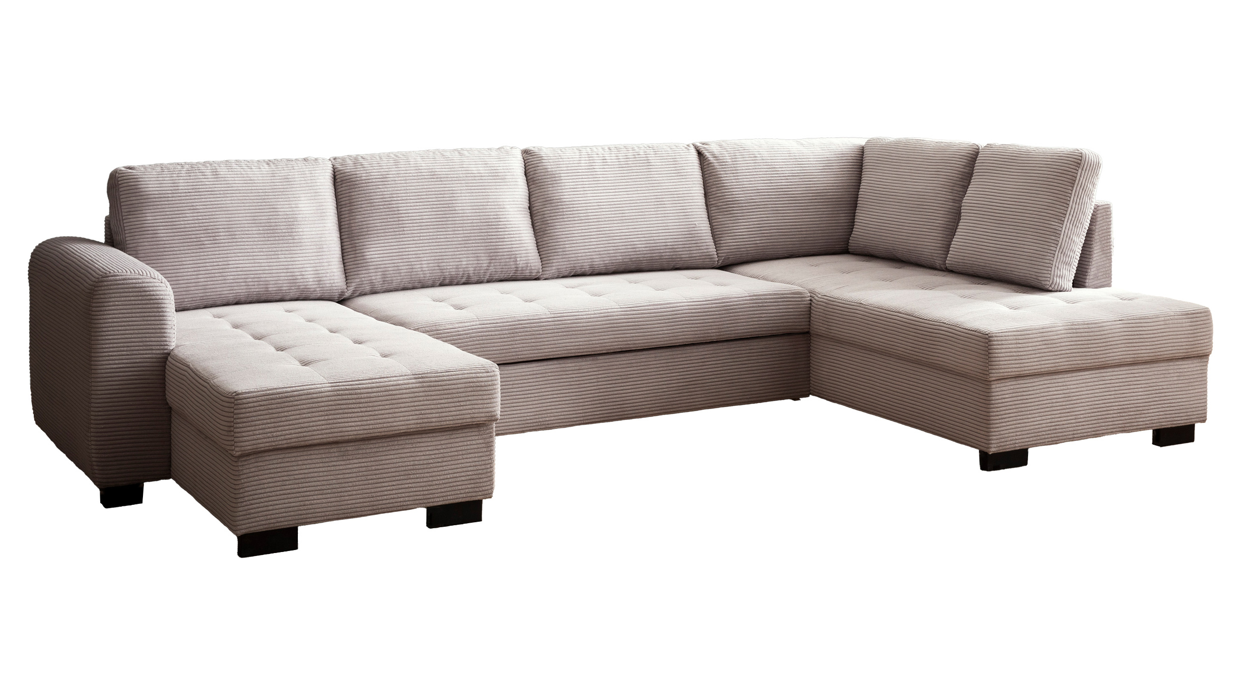 Wohnlandschaft Cord Schlaffunktion grau Bettkasten 305 cm - MALTE Wohnlandschaft Cord Schlaffunktion grau Bettkasten 305 cm - MALTE