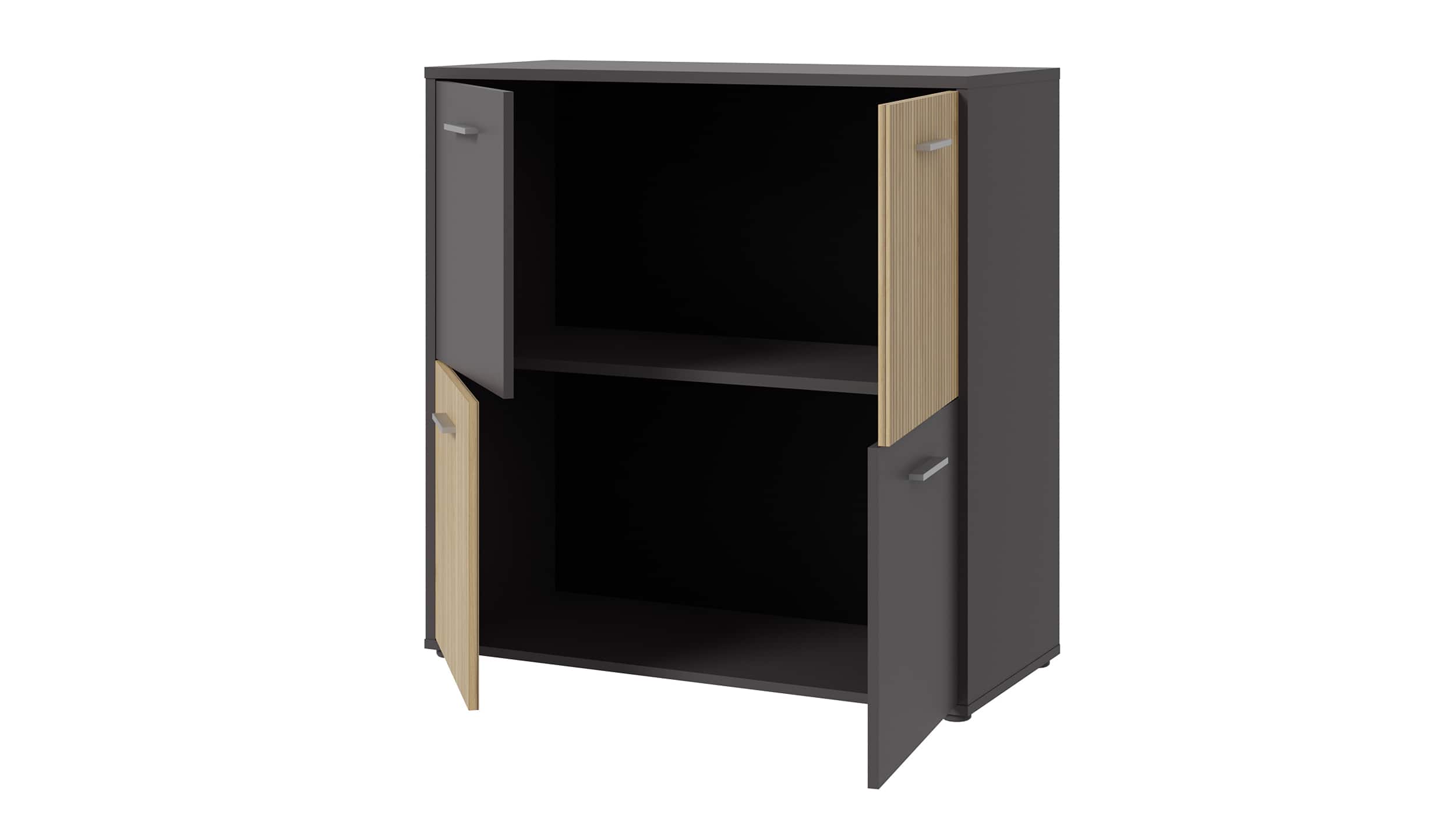 Kommode anthrazit - Artisan Eiche 93 cm 4-türig - QUADRO