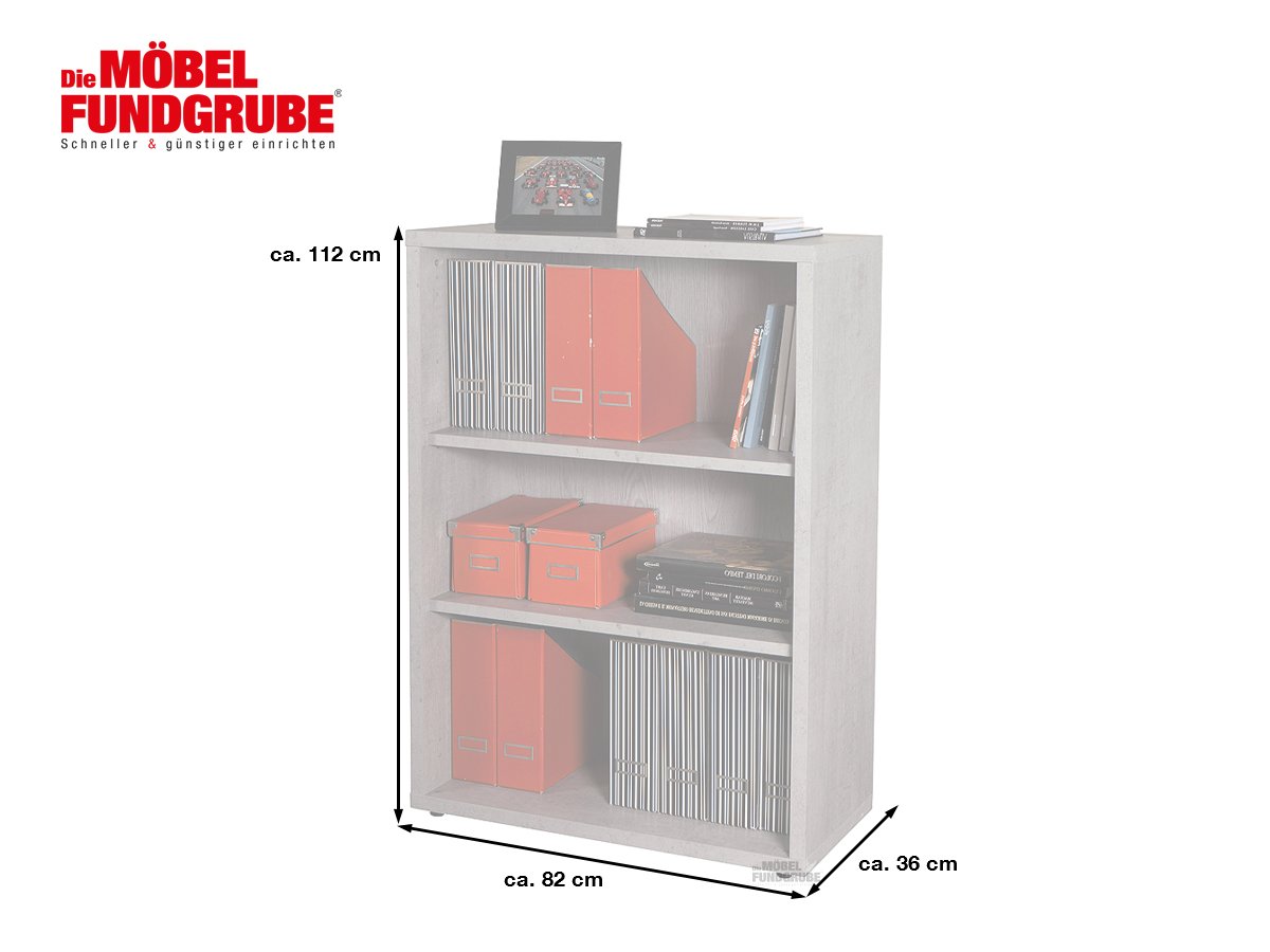Bücherregal Betonoptik 82 cm x 112 cm - 2 Böden - DISEGNO